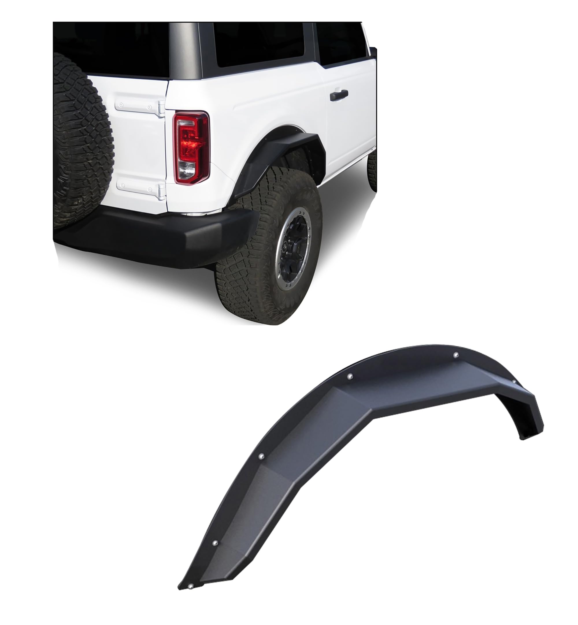 Black Horse Fender Flares Heavy Duty Sheet Metal Plate Black Compatible With 2021-2024 Ford Bronco(Excl. Heritage Edition, Heritage Limited Edition, Everglades, And Raptor)-Ff-Fbr22Hd