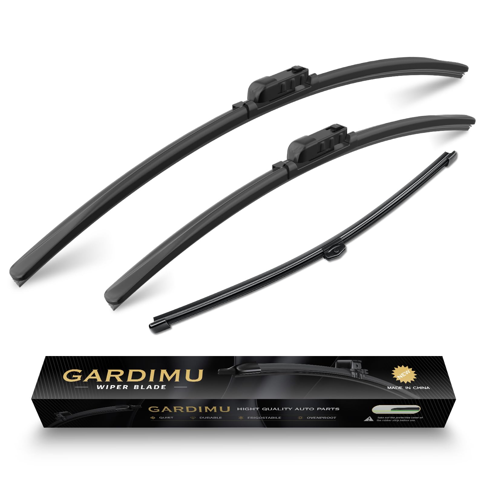 Gardimu Front And Rear Windshield Wiper Blades, 3 Pcs Front And Back Windshield Wipers Blades Replacement For Audi Q5 2018-2024, Car Window Wiper Blades For 2018 2019 2020 2021 2022 2023 2024.