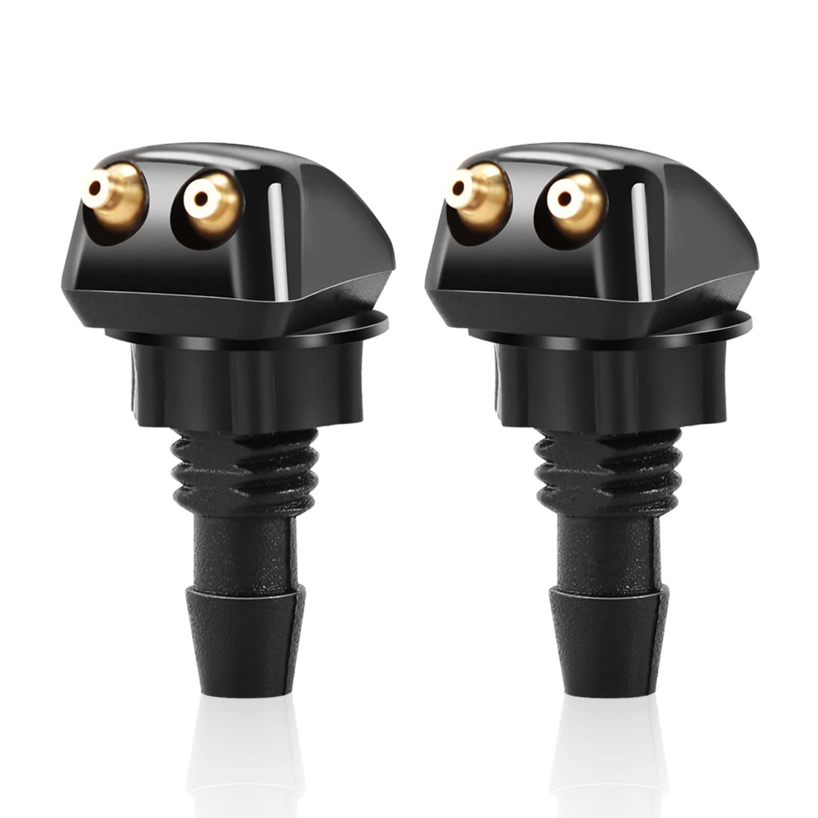 Dewkou Pack-2 Car Front Windshield Washer Nozzles, Car Double-Hole Wiper Washer Nozzle Kit, Fits For Most Cars Chrysler Bmw Buick Chevrolet Dodge Sprayer Replacement Parts (Black)