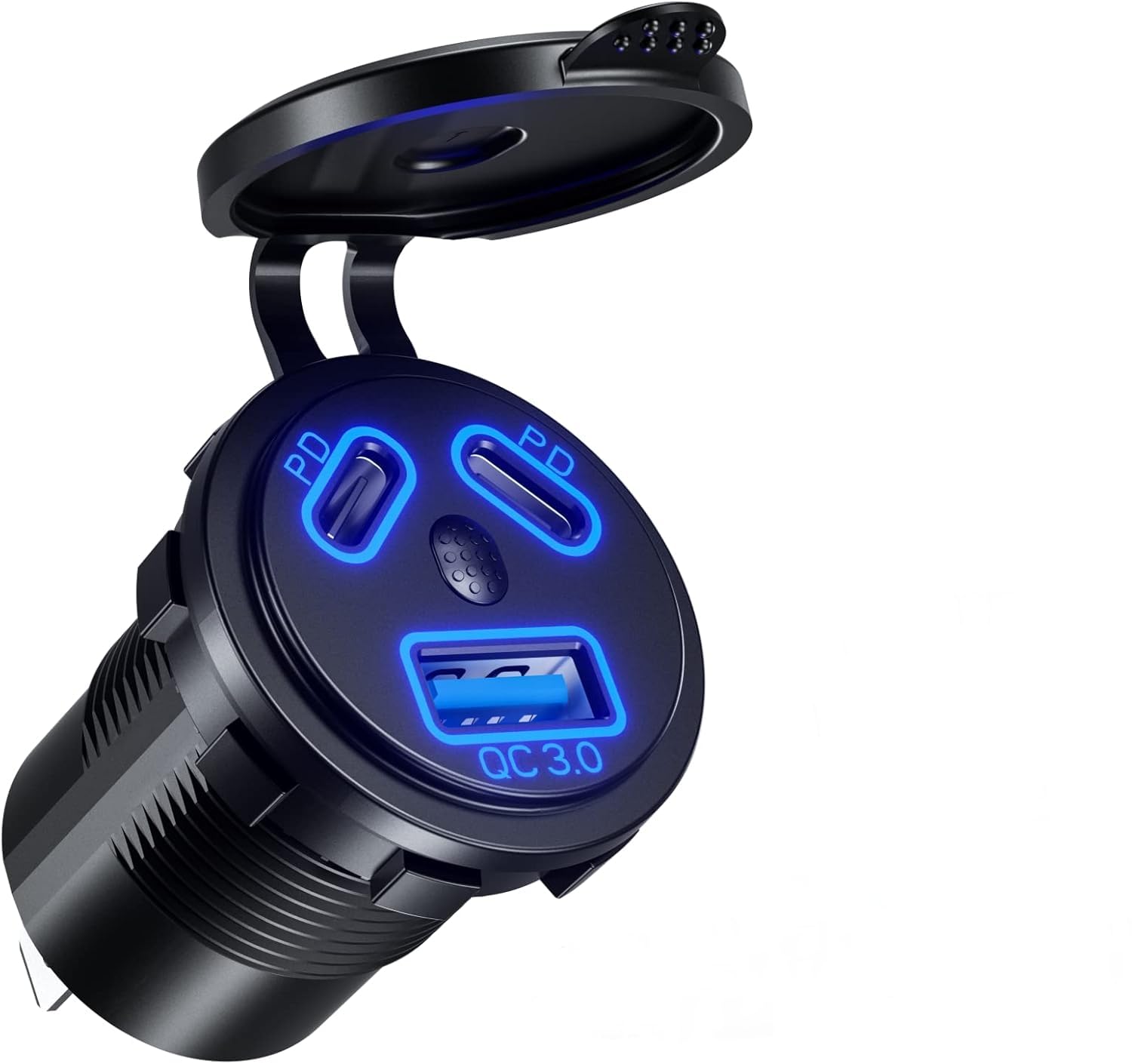 Kewig 12V Usb Outlet Car Charge, 108W Super Fast Dual Pd3.0 & Qc3.0 3-Port Multiple Usb Port For Car, Usb C Cigarette Lighter Replacement 12 Volt Socket Waterproof For Marine Motorcycle Rv Golf Cart