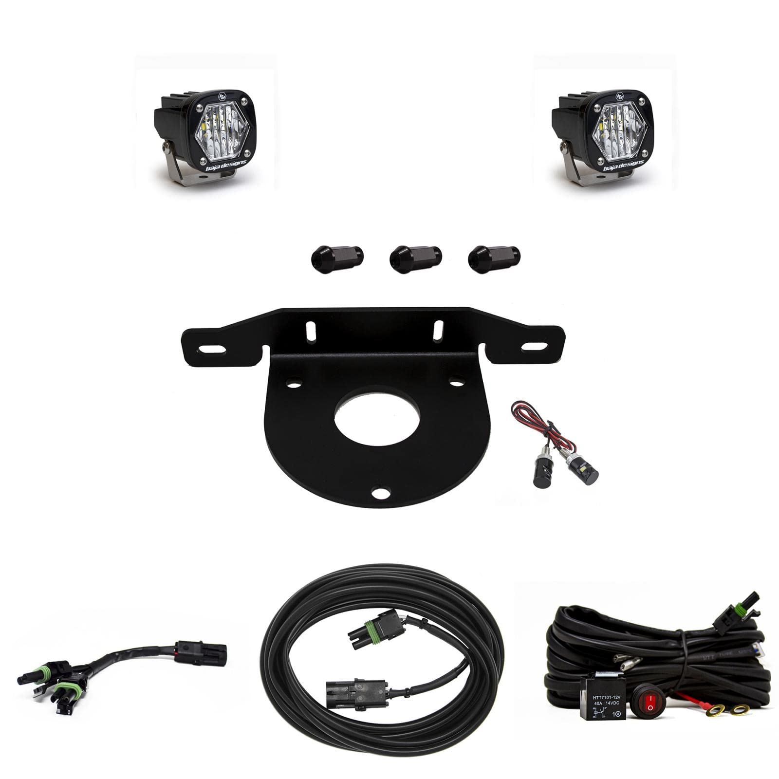 Baja Designs S1 Dual Led Reverse Light Kit For Ford Bronco 2021-23 - Non-License Plate Mount With Switch Wiring Harness (Multi-Pattern; Clear Lens)