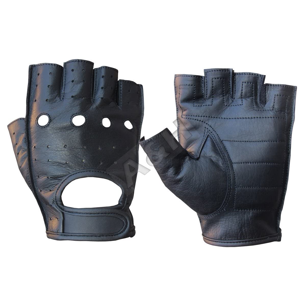 A&H Apparel Leather Motorcycle Glove Genuine Cowhide Fingerless Leather Driving Gloves (X-Large)