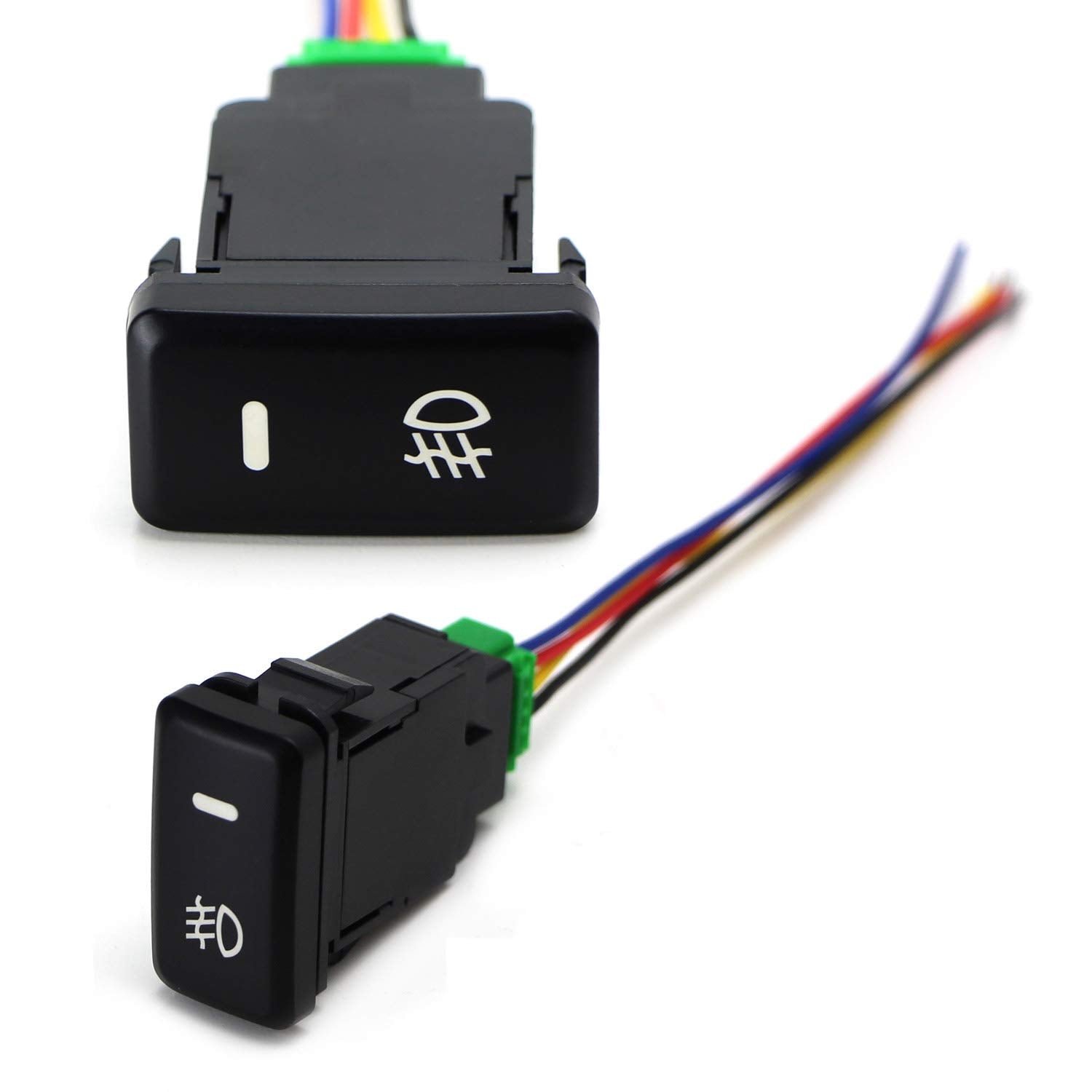 Ijdmtoy Factory Style 4-Pole 12V Push Button Switch W/Led Background Indicator Lights Compatible With Fog Lights, Drl, Led Light Bar, Etc (39Mm Standard Size)