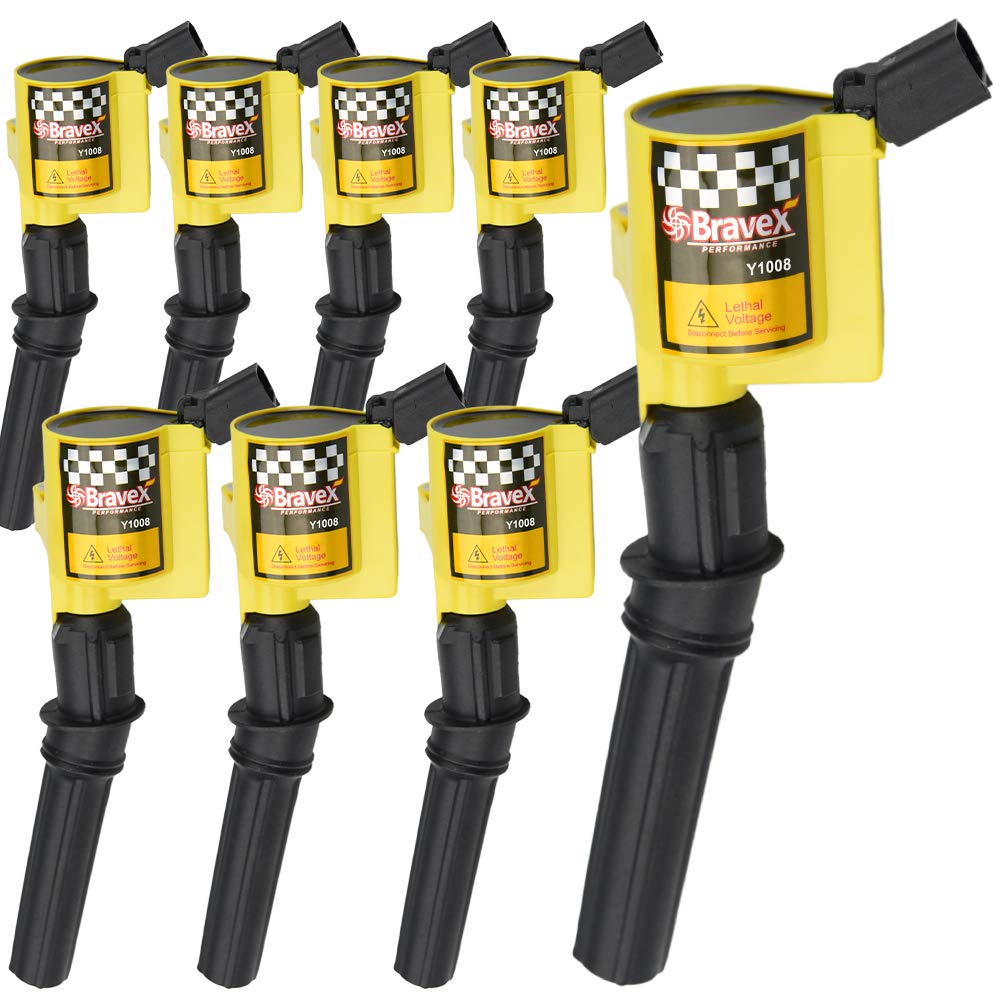 Megaflint High Performance Ignition Coil 8 Pack for Ford F-Series & More - 15% Energy Boost, Compatible DG508 DG457 DG472 DG491 (Yellow)