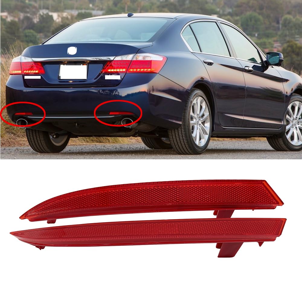 For 2013-2015 Honda Accord Sedan Rear Mounted Bumper Reflector Left & Right Pair Set Red Marker Lights Lens Trim 33505T2Aa01 33555T2Aa01