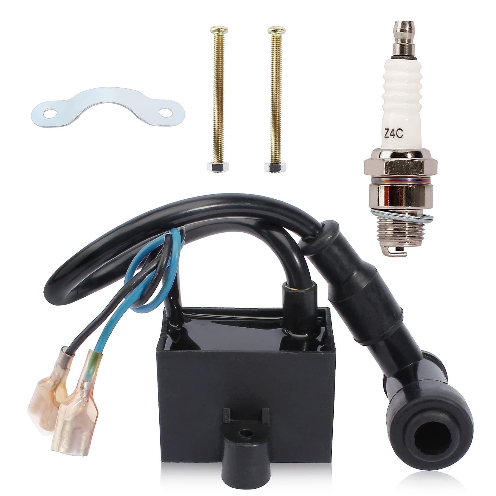 Qazaky Cdi Ignition Coil Spark Plug For 49Cc 50Cc 60Cc 66Cc 70Cc 80Cc 2-Stroke Engine Motorized Bicycle Bike