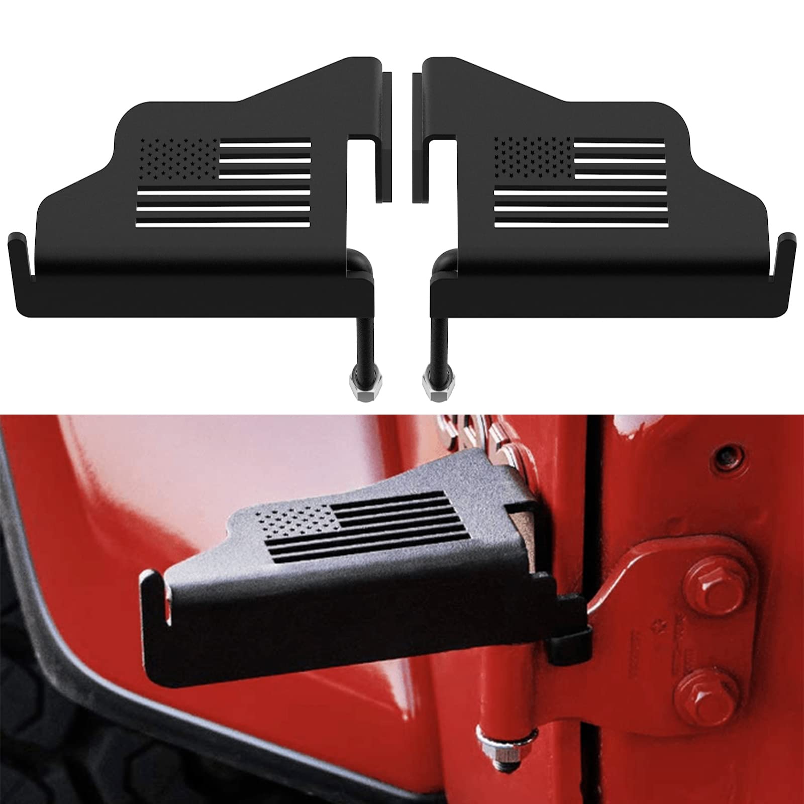 Door-Off Foot Pegs For Jeep Wrangler - Exterior Door Hinge Mounted Pedal Set Of 2 Metal Powdercoated Bolt On Installation,Compatible With Jeep Wrangler Jk Jl Gladiator Jt 2007-2024
