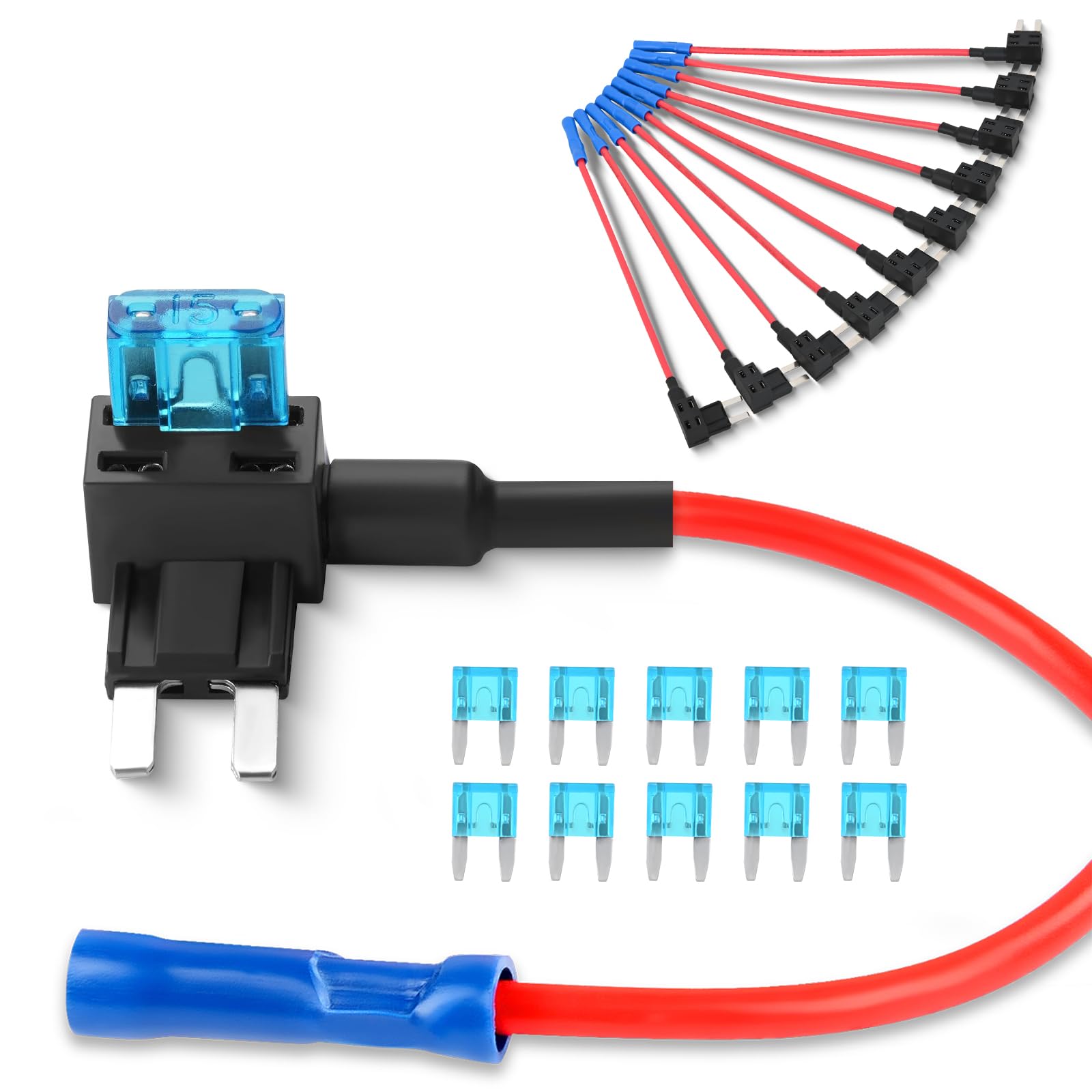 Nilight Fuse Holder Add-A-Circuit Fuse Tap Adapter Mini Atm Apm Blade Fuse Holder-10 Pack , 2 Years Warranty