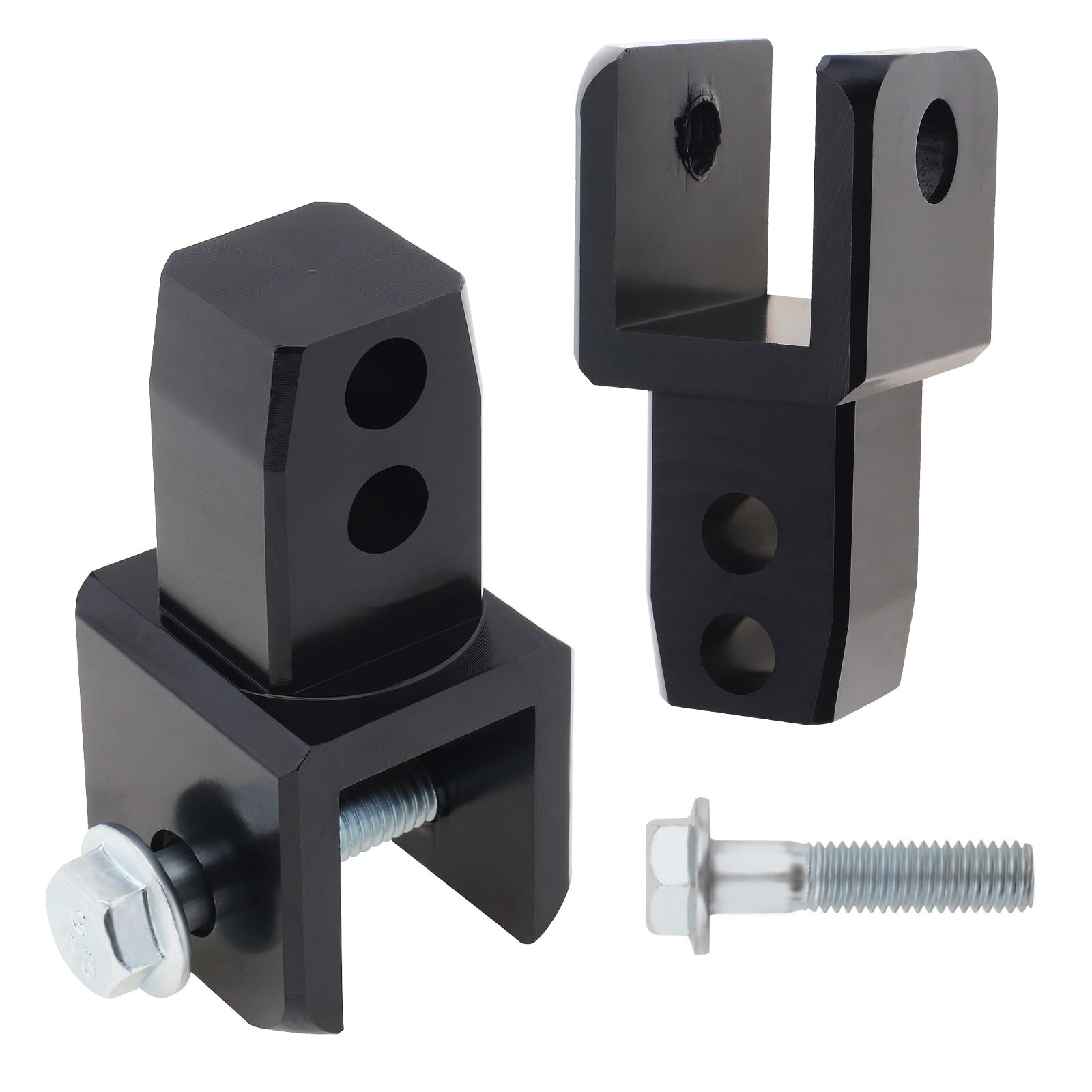 Windance 2Pcs Motorcycle Rear Shock Extender, High Damping Device Height Extension Absorber Riser Adapter With Screws (Black)