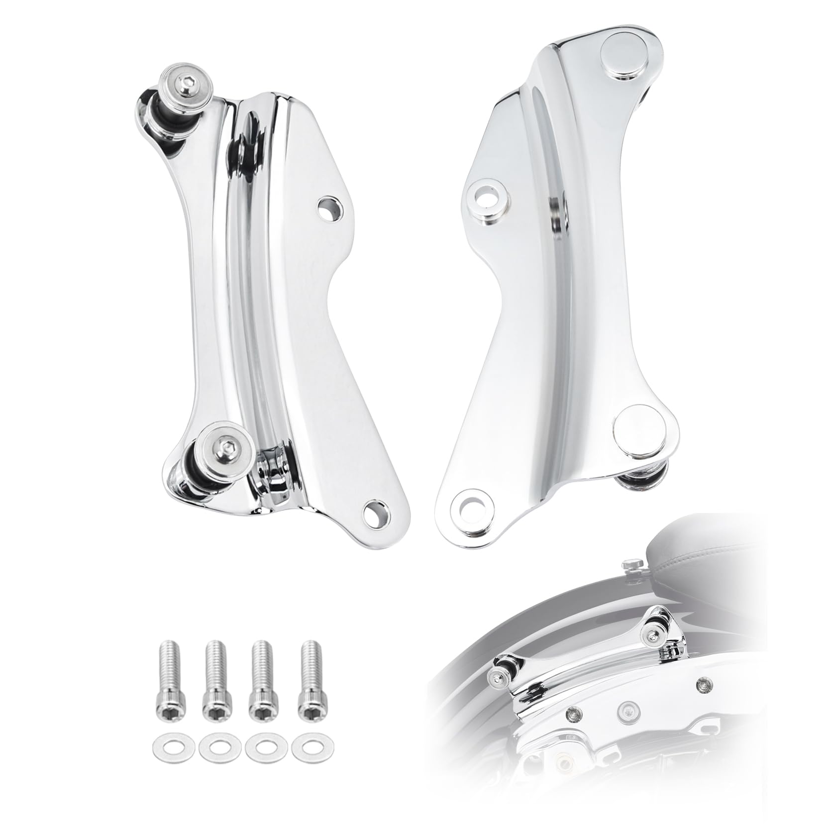 Pbymt 4 Point Docking Hardware Kit Chrome Compatible For Harley Davidson Road Glide Road King Street Glide Electra Glide 2014-2024