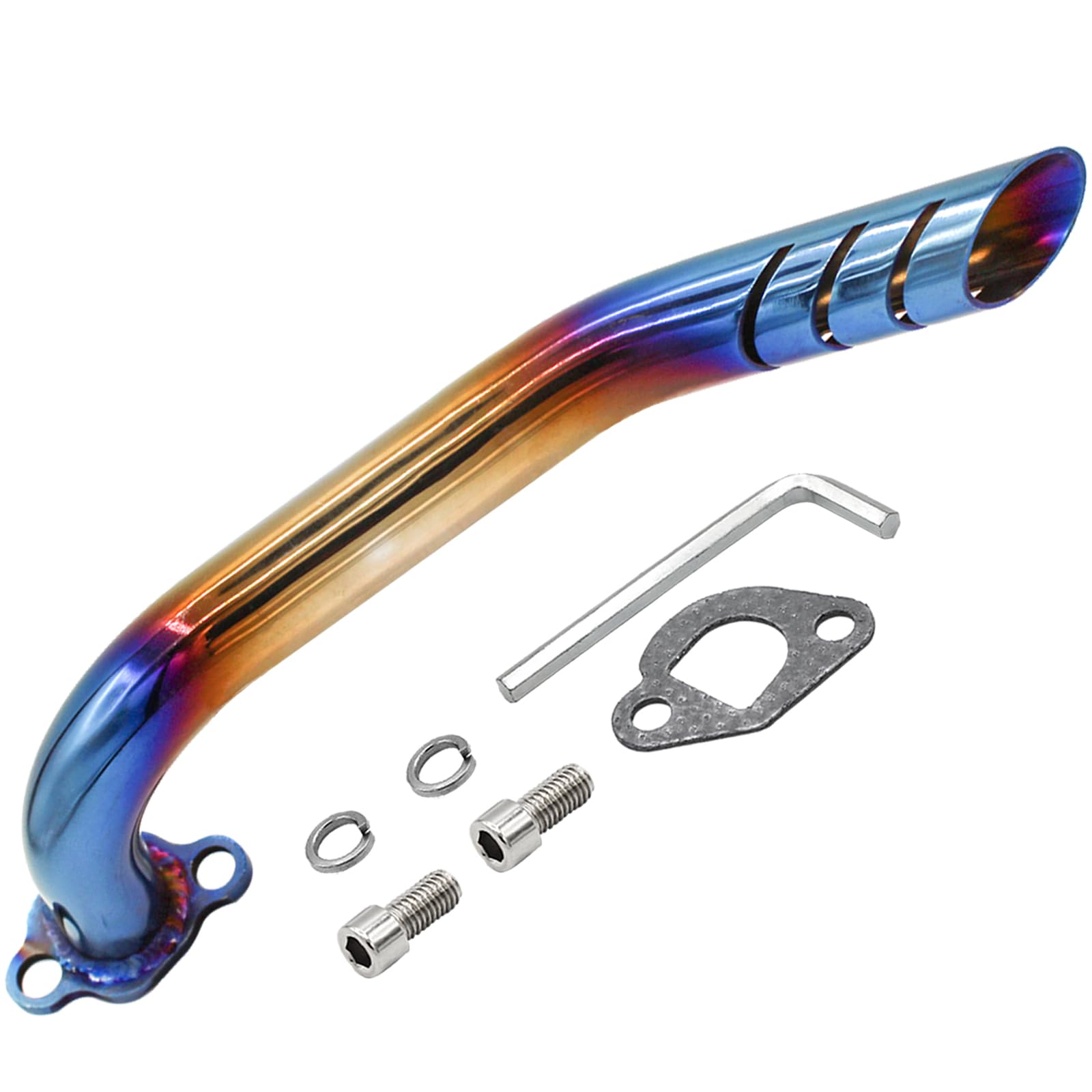 Header Exhaust Pipe Kit For Coleman Ct200U Ct200U-Ex Bt200X Kt196 196Cc 6.5Hp, For Non-Hemi Predator 212Cc Baja Warrior Mb200 Gx160 Gx200 Engine Axis M200 Mini Bike & Go Kart Performance Parts