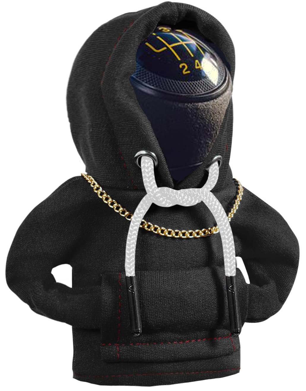 Yajeea Car Gear Shift Hoodie, Funny Mini Hoodie Car Decor, Winter Warm Universal Fit Shift Knob Cover, Automotive Interior Decoration Accessories Gift (Black)