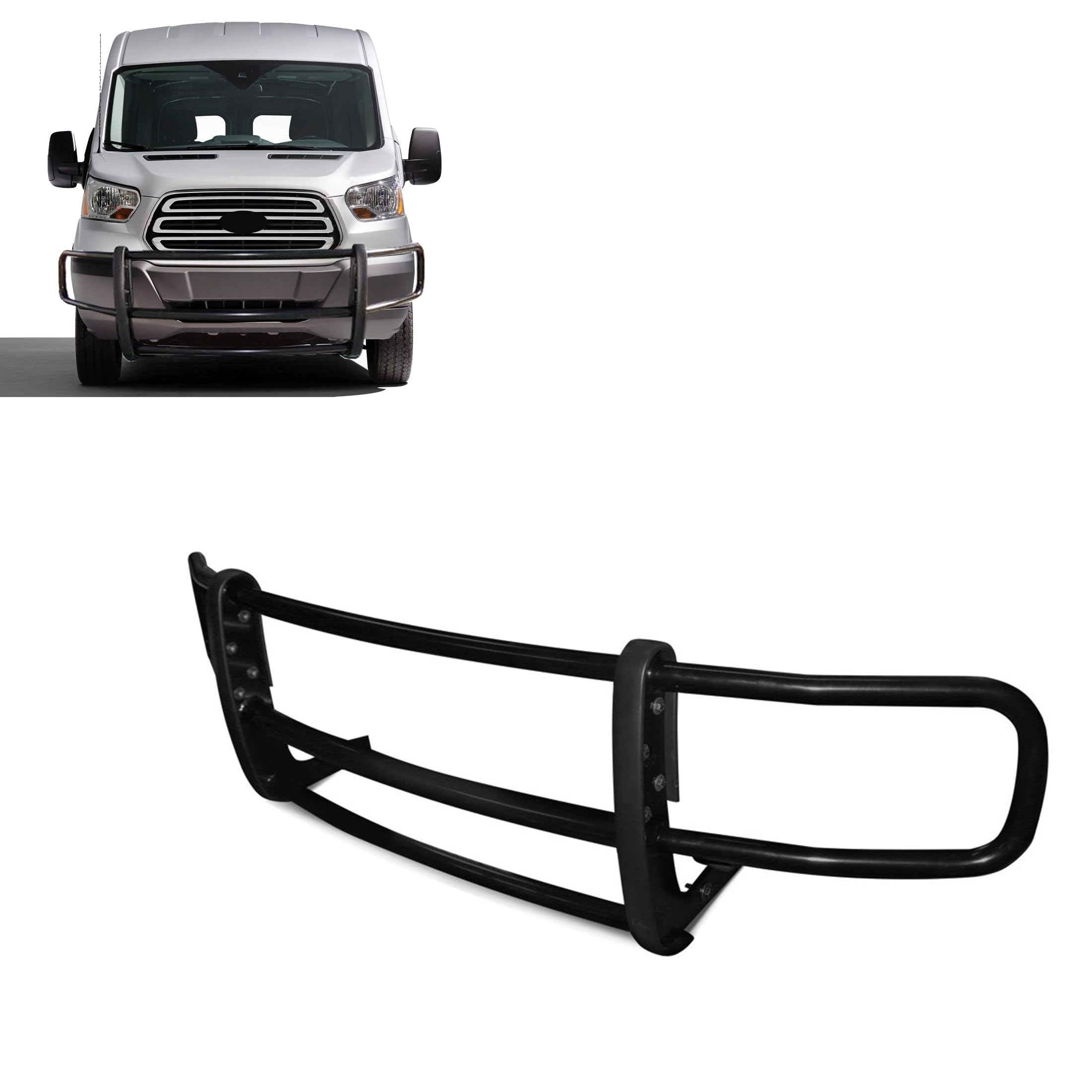 Black Horse Spartan Grille Brush Bumper Guard Modular Black Compatible With 2020-2025 Ford Transit-150/Ford Transit-250/Ford Transit-350 2Wd Full Size-17Ft20Ma