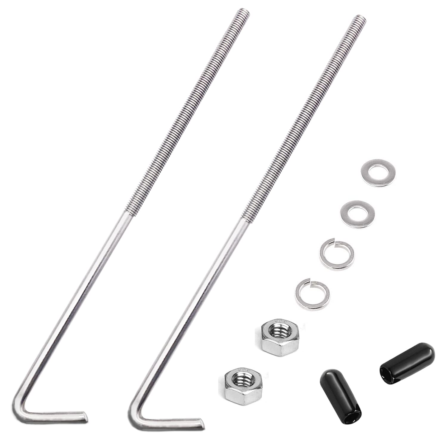 Tnisesm 10-Inch 304 Stainless Steel J Hook Battery Hold Down Bolts