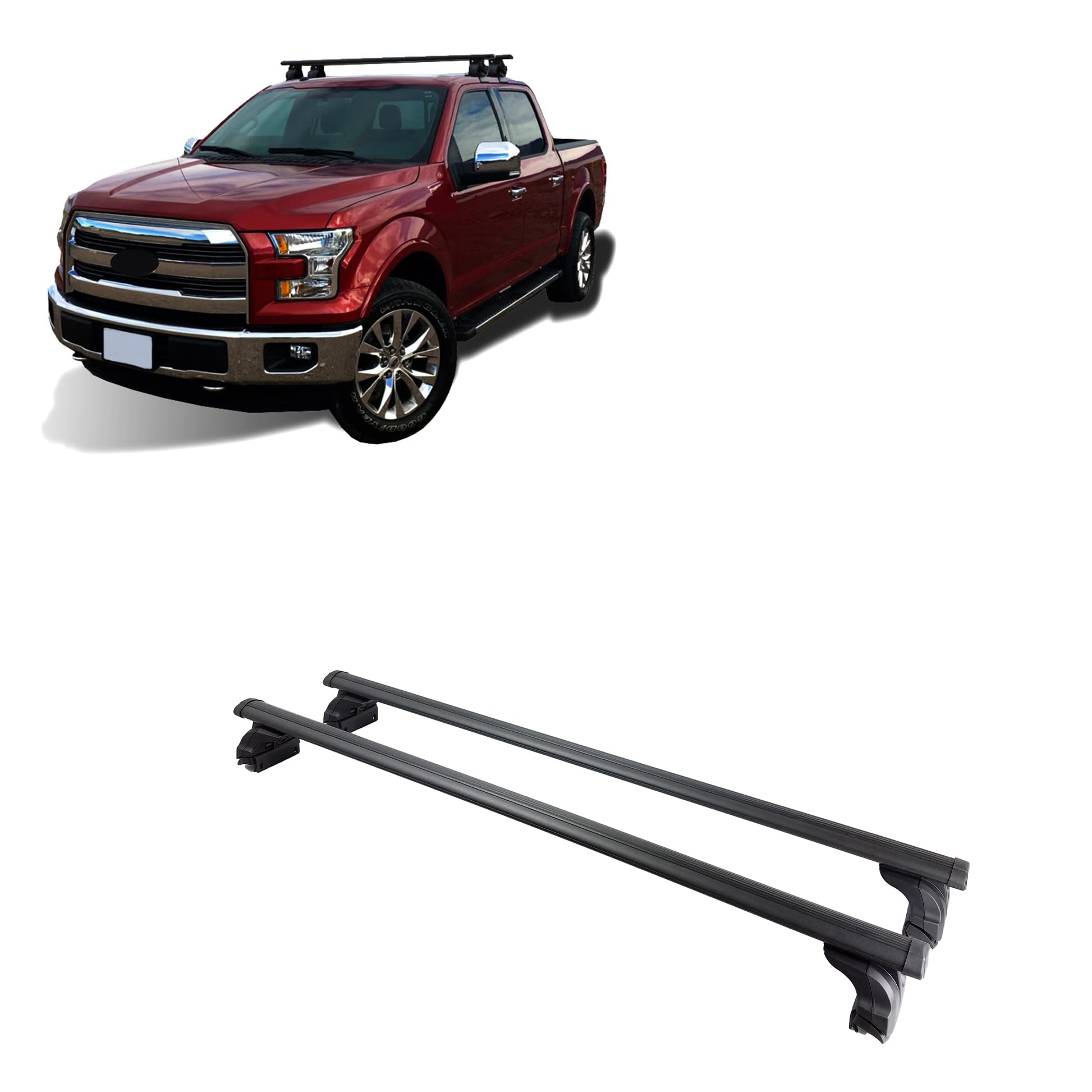Black Horse Off Road Black Horse Traveler Cross Bar Black Compatible With 2013-2023 Ram 1500|2015-2023 Ford F-150|2013-2022 Chevrolet Silverado 1500|2016-2023 Toyota Tacoma-Tr-60Bk