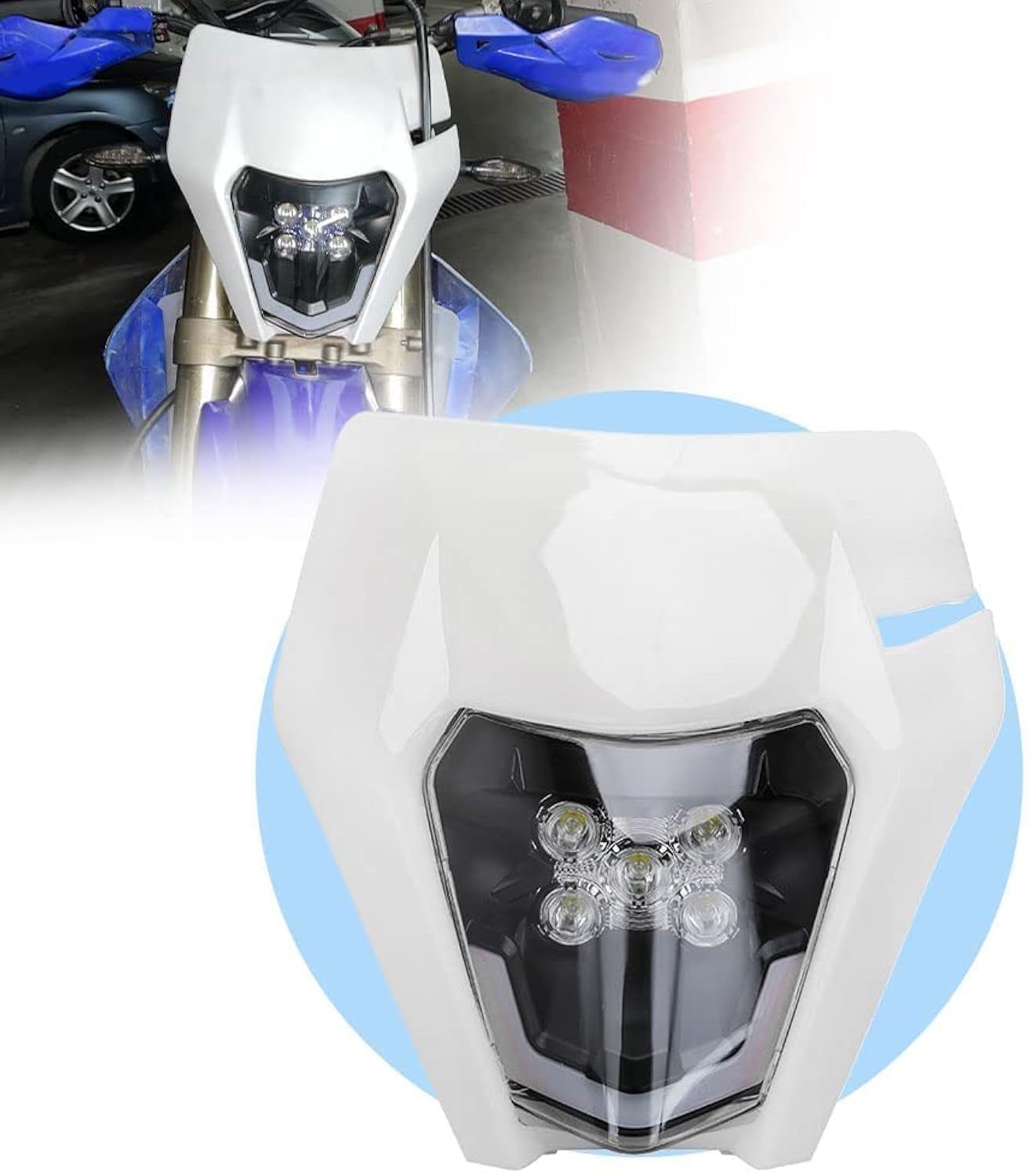 Jfg Racing Dirt Bike Headlight,Universal Led Dirtbike Headlamp,Pit Bike Head Light Assembly Kit Head Lamp For Most Dirt Pit Bike Motorcycle Enduro Supermoto Drz400 Xc Xcf Crf Ssr Yzf- White