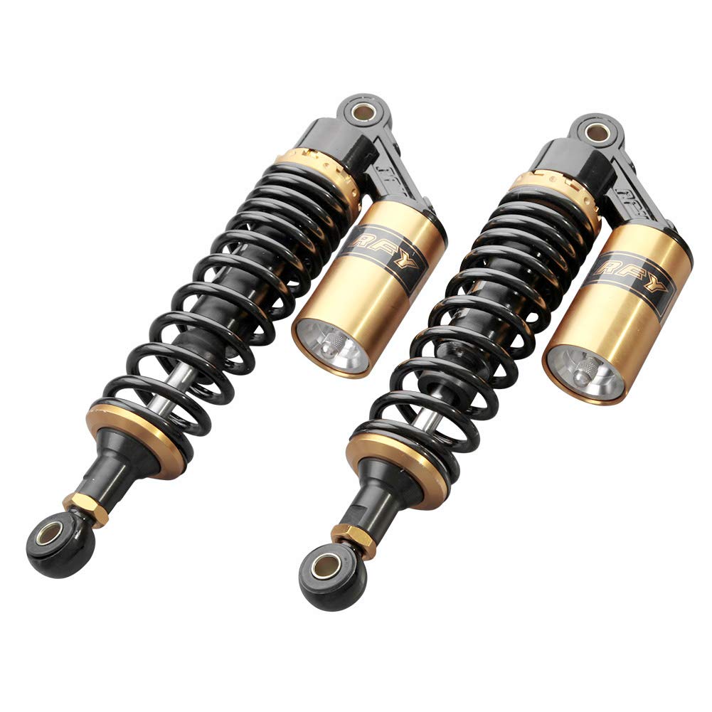 Newsmarts 2Pcs 12.5' 320Mm Motorcycle Air Shock Absorbers Rear Nitrogen Suspension Universal Fit For Honda For Suzuki For Yamaha For Kawasaki For Utv Atv Go Kart Quad Dirt Sport Bikes, Gold And Black