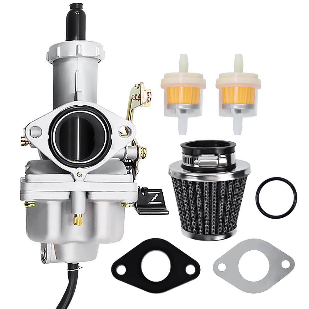 Slother PZ27 Carburetor Carb for 125cc-250cc 4-Stroke ATVs, Go Karts, Dirt Bikes - Silver with Air Filter, Cable Choke, Chinese Brands