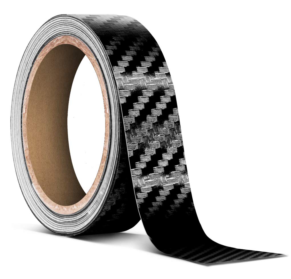 Vvivid Black Carbon Fiber Air-Release Adhesive Vinyl Tape Roll (1 Inch X 20Ft)