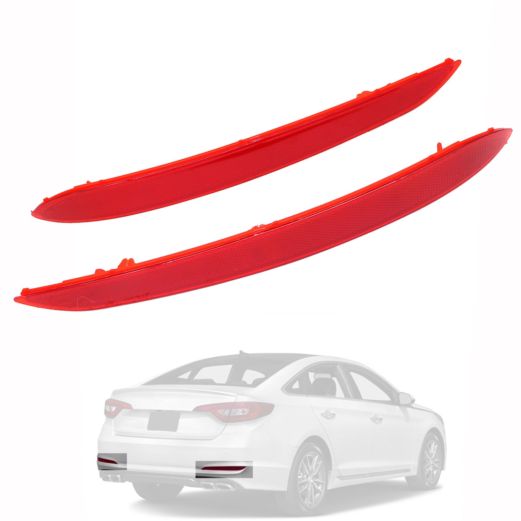 Priprilod 1 Pair Rear Driver & Passenger Side Bumper Reflector Compatible With Hyundai Sonata 2015 2016 2017 Replace# 92405-C1000 92406C1000 Hy1185113 Hy1184113