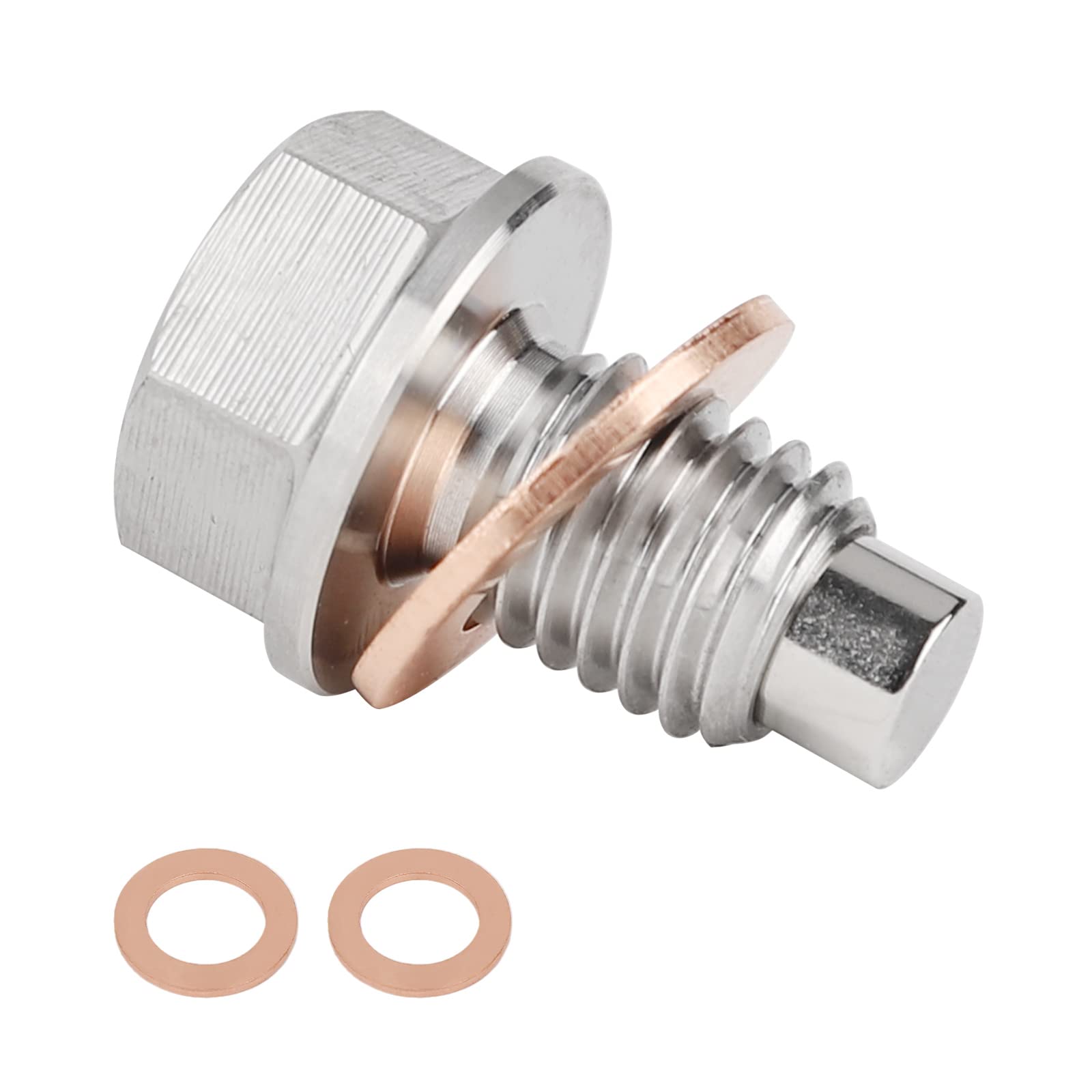 M12 X 1.75 Oil Drain Plug, Stainless Steel Magnetic Oil Drain Plug With Neodymium Magnet Fits For Chevy Gmc Jeep Buick Cadillac Lincoln Ford Mazda Mercury And More Vehicles