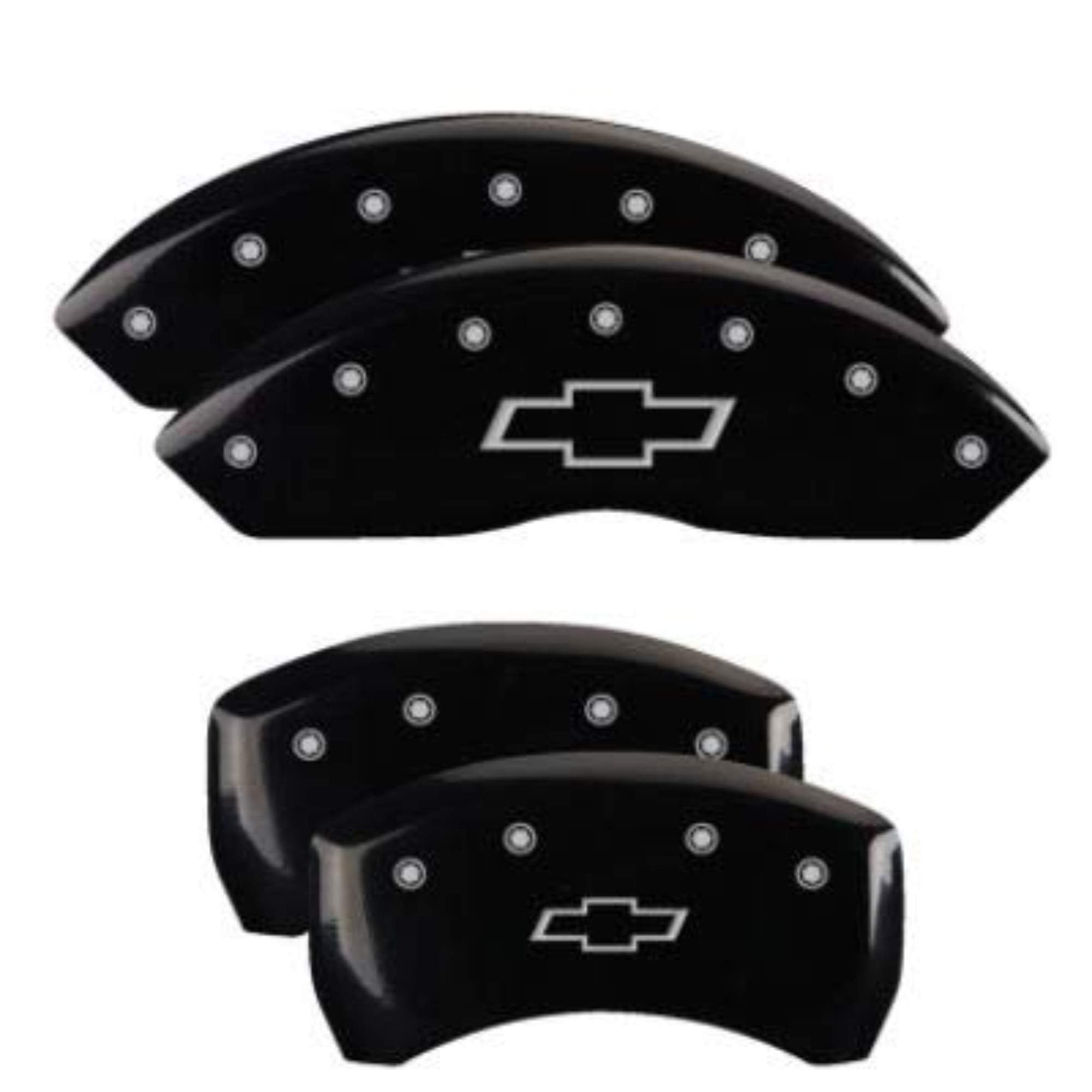 Mgp Caliper Covers 14255Sbowbk Bowtie Black Powder Coat Finish, Silver Characters, Set Of 4