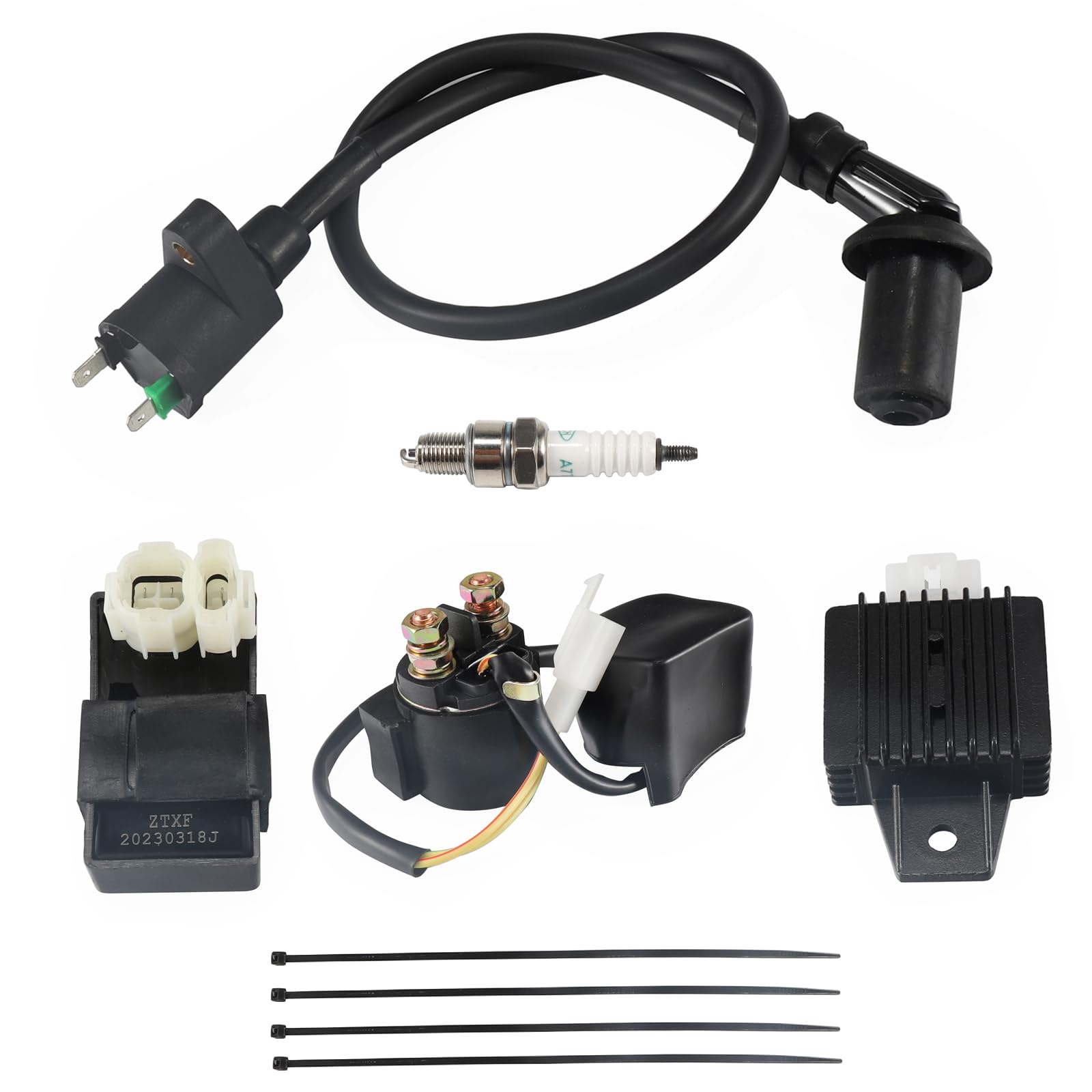 Relibupdater Ac Cdi Box, Ignition Coil Relay Voltage Regulator Spark Plug Kit Compatible With 4 Stroke Gy6 50-150Cc 125Cc Engine Chinese Atv Taotao Scooter Moped Go Karts Parts