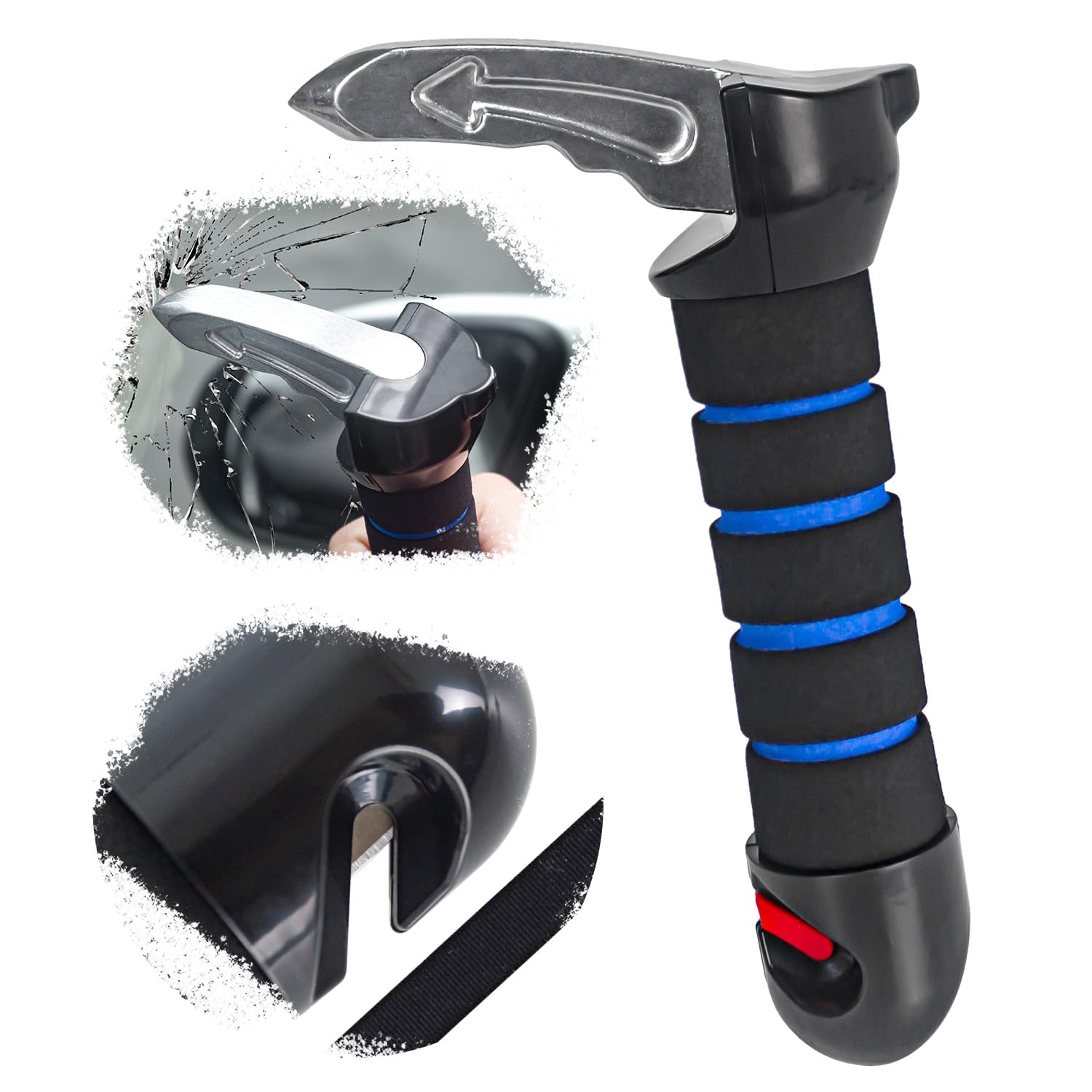 3 In 1 Car Door Handle For Elderly,Auto Door Cane,Car Handle Assist Support Handle Multifunction Handle Car Door Latch Handle For Seniors And Handicapped,Window Breaker Seatbelt Cutter