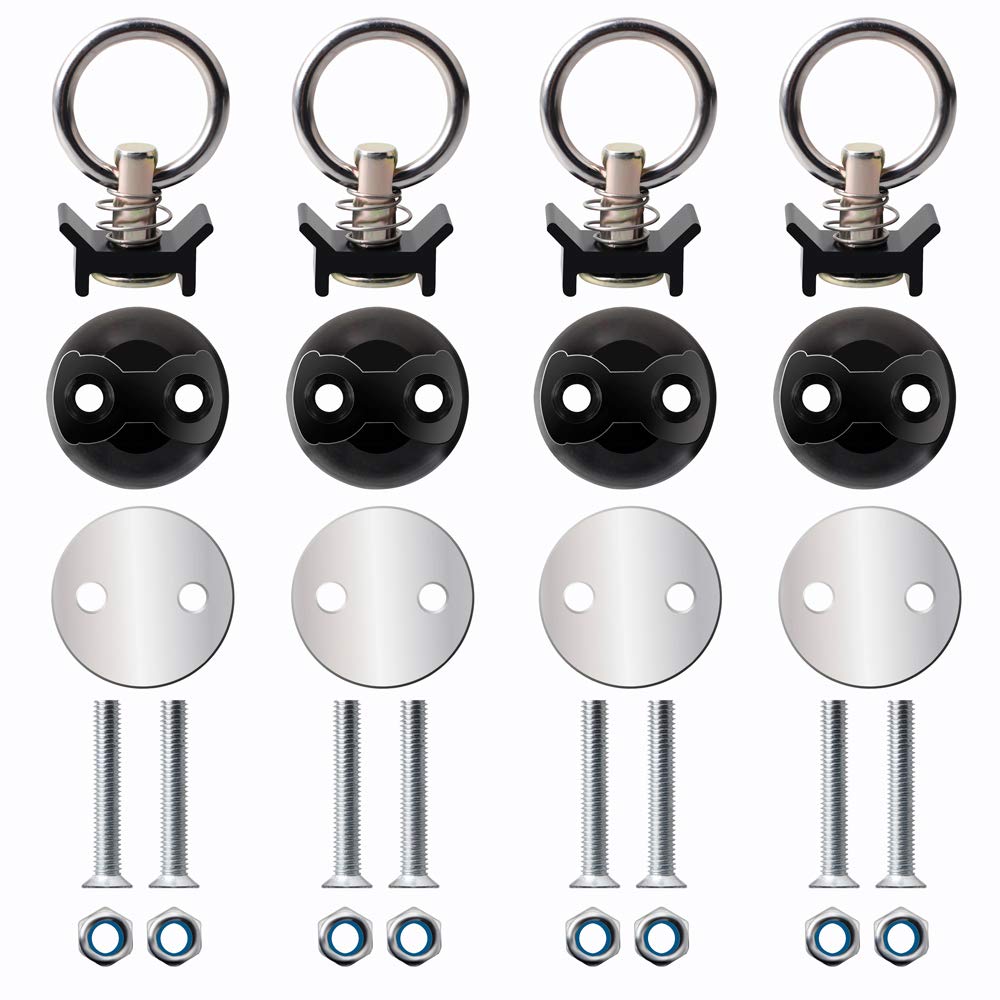 Hercoo Round Tie Down Anchor Point Kit Bolt On Track Fitting With Quick Release Compatible With Pickup Truck Motorcycles Snowmobiles