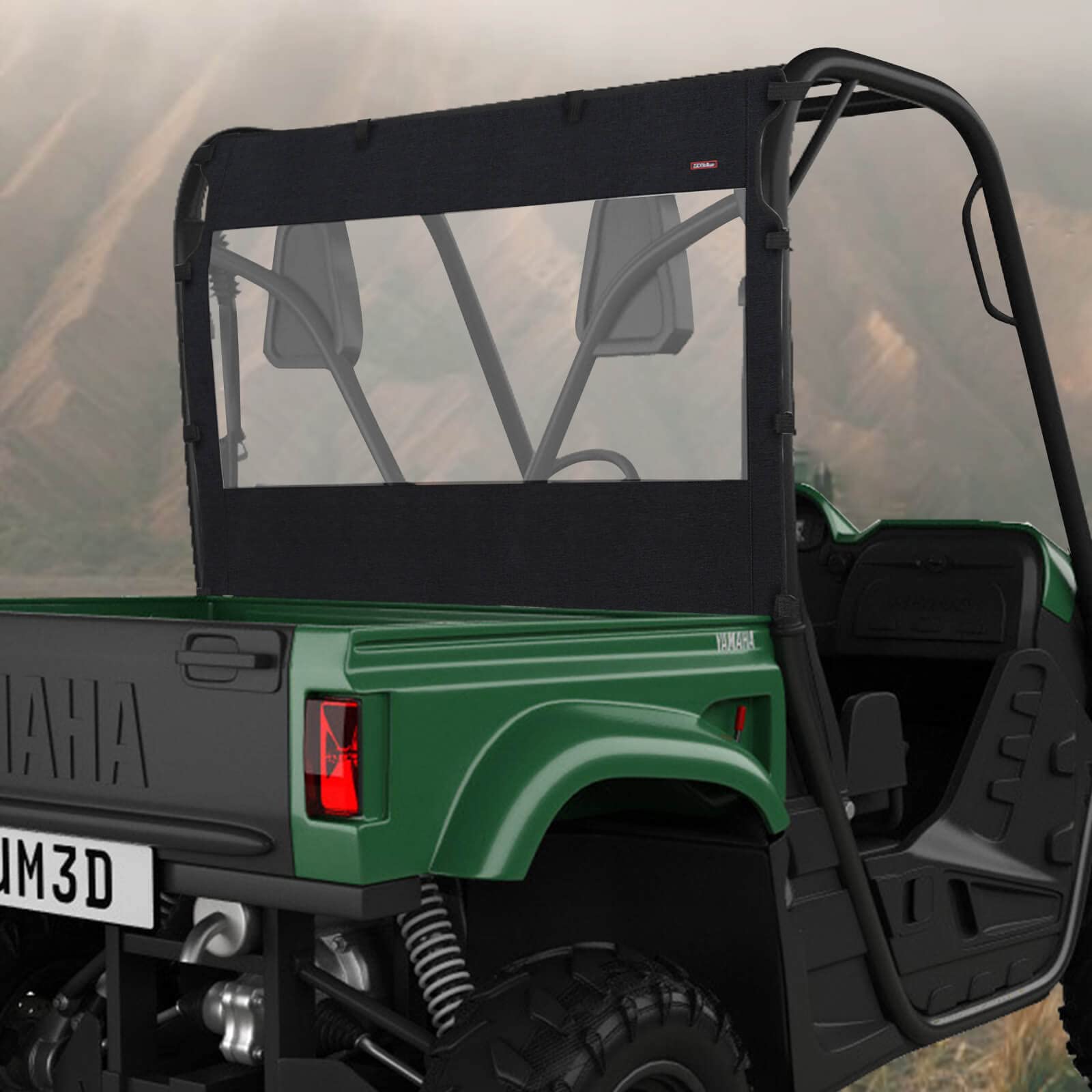 Zidiyoruo Soft Rear Windshield For Yamaha Rhino & Massimo Utvs - Pvc Windscreen With Excellent Visibility, Waterproof & Tough Against Punctures, Tears & Abrasion.
