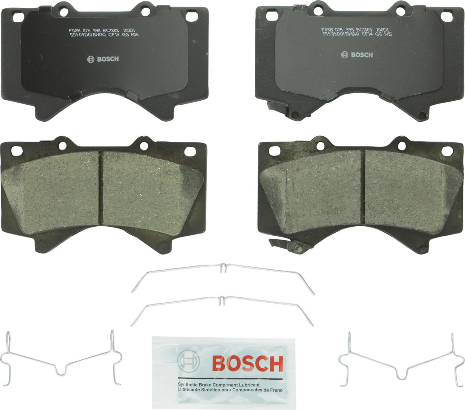 Bosch Bc1303 Quietcast Premium Ceramic Disc Brake Pad Set - Compatible With Select Lexus Lx570; Toyota Land Cruiser, Sequoia, Tundra; Front