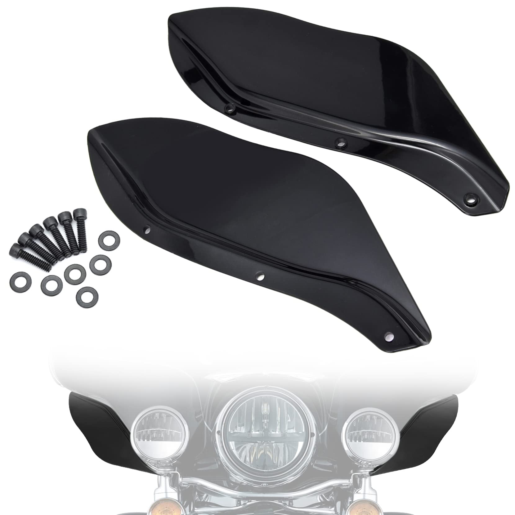 Amazicha Black Fairing Air Deflectors Side Wings Windshield Side Cover Shield Compatible For Harley Davidson Street Glide Electra Glide Tri Glide 1996-2013
