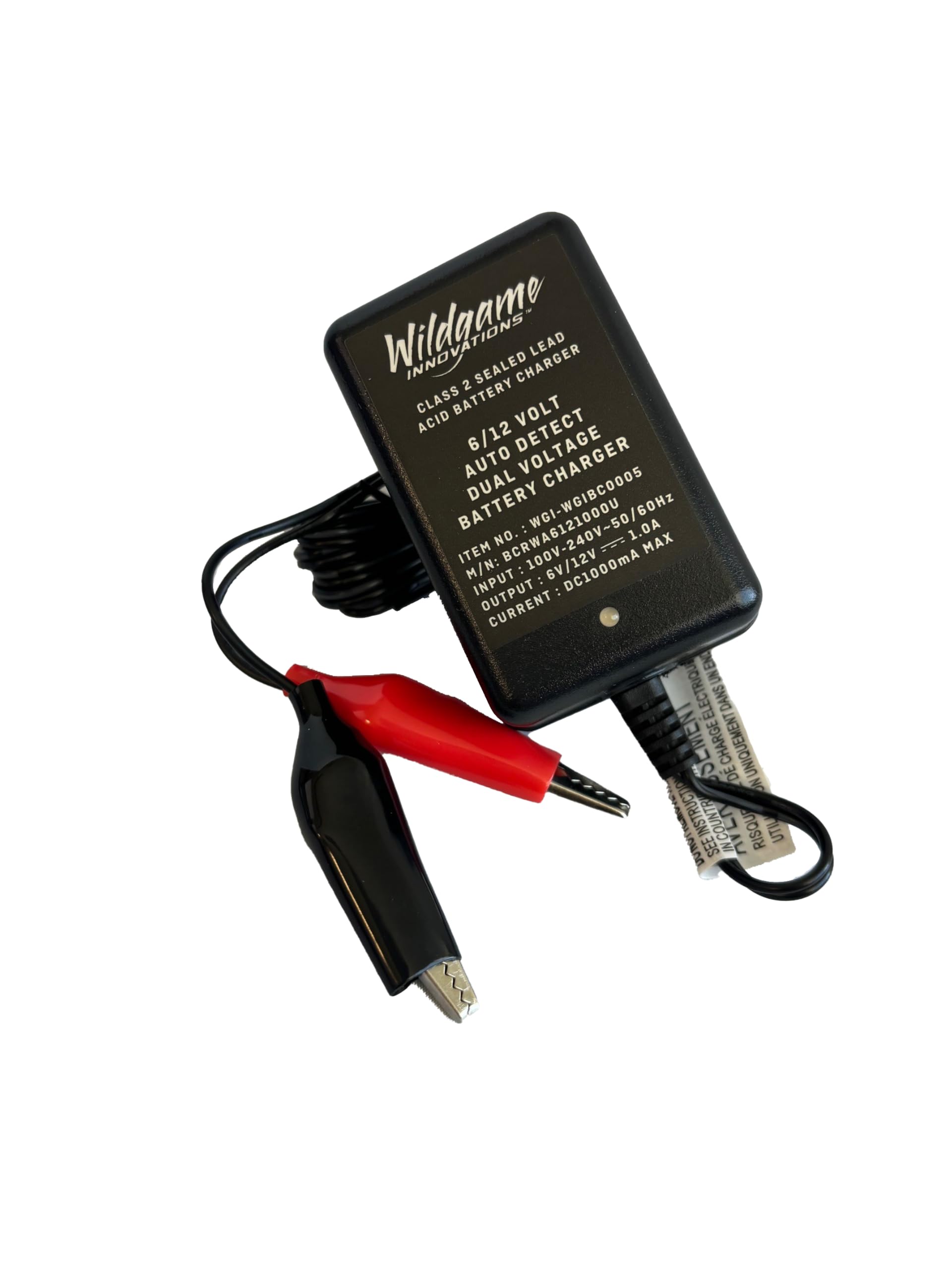 Wildgame Innovations 6V/12V Edrenaline Battery Charger Long-Lasting Powerful Feeder Battery Charger With Adjustable Voltage Switch & Charge Status Light Indicator