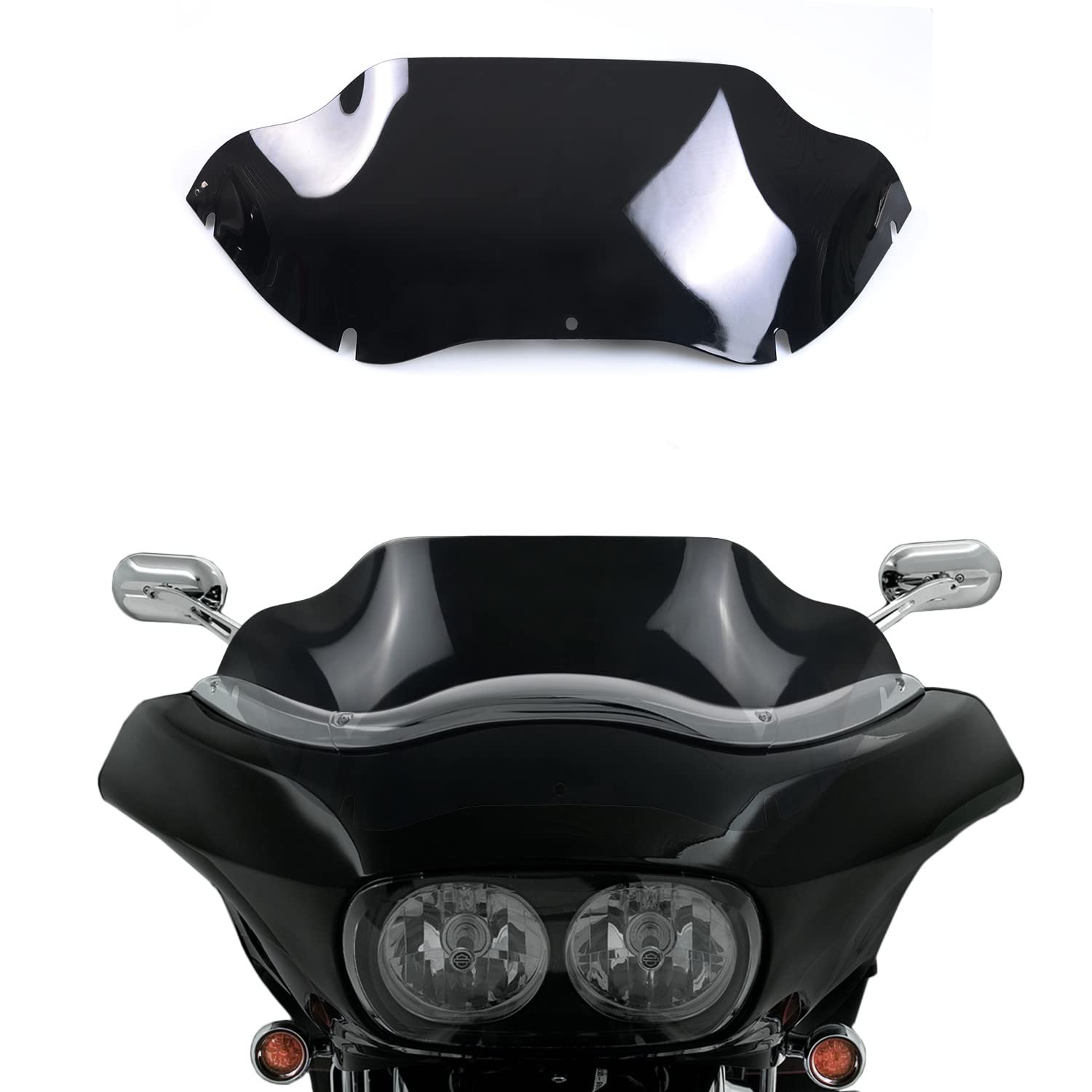 Wynmoto 9.5' Black Windshield Windscreen Wind Splitter Compatible For 98-13 Harley Davidson Touring Road Glide Fltr 1998-2013 (Tint)