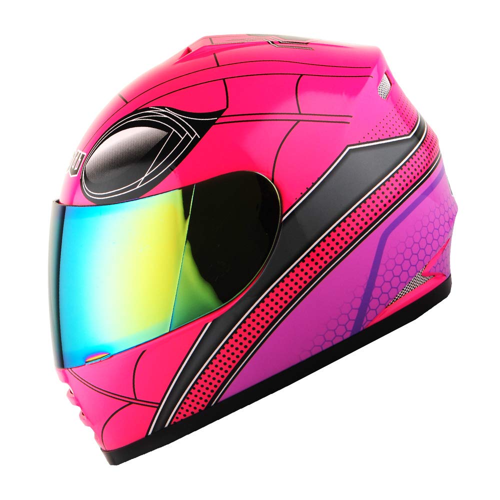 Wow Motorcycle Full Face Helmet Street Bike Bmx Mx Youth Kids Spider Pink