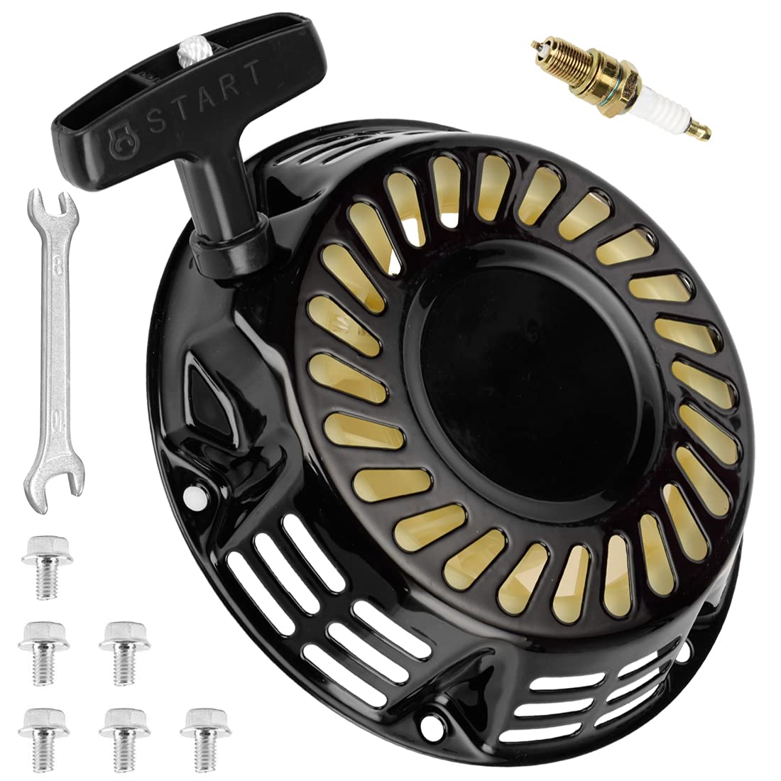 Fvrito Pull Recoil Starter Start For 196Cc 5.5Hp 6.5Hp Hensim Baja Warrior Heat Mb165 Mb200 Mini Bike Blaster Bb65 Sand Dog Sd65 Trax Tx65 Go Kart 163Cc Jf168 Jf200 Gx160 Gx200 Generator Lawnmower