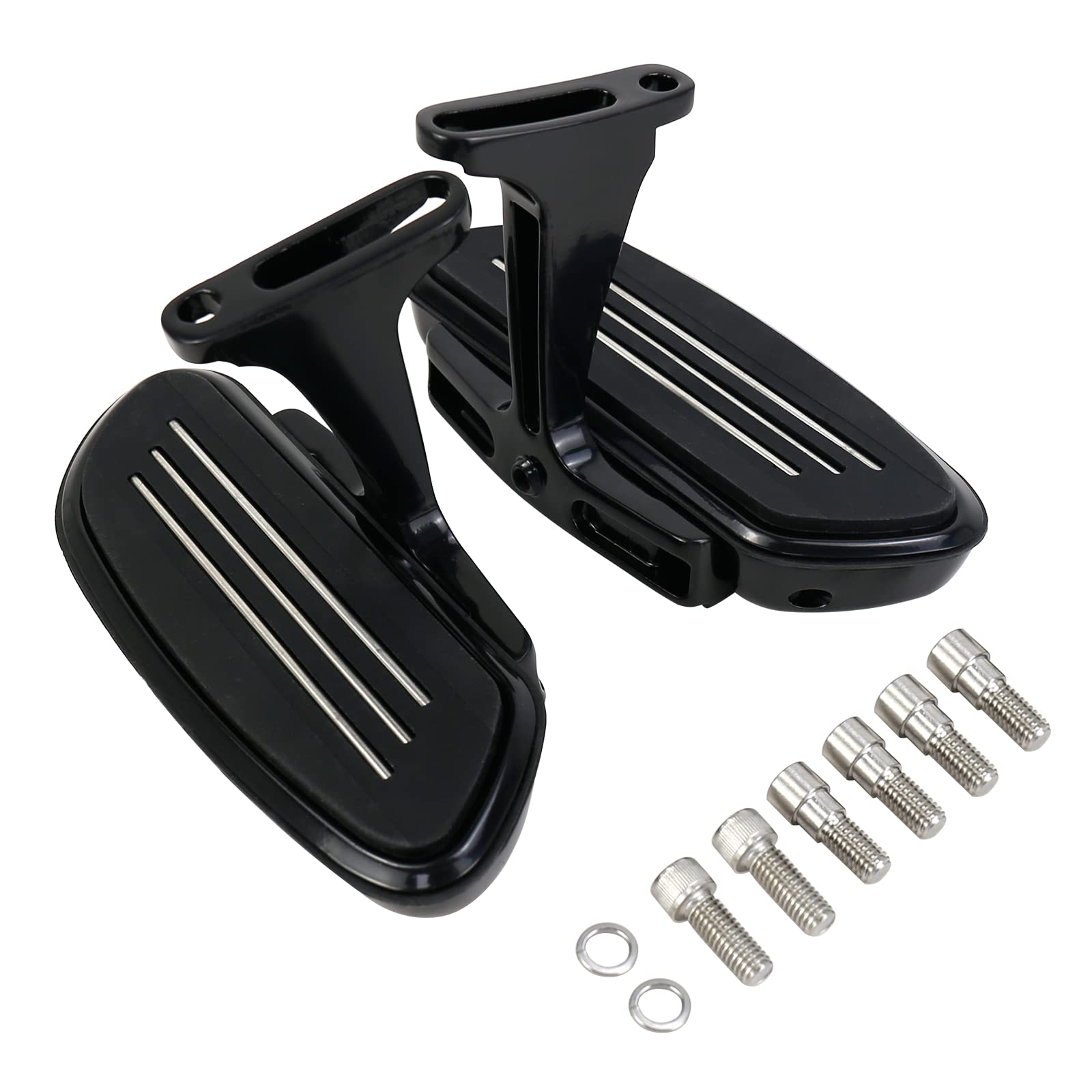 Vastmt Motorcycle Footboards Black Passenger Footboard Floorboard And Mount Kit Fit For Harley Touring Models Road King Road Glide Street Glide Electra Glide Cvo 1993-Up