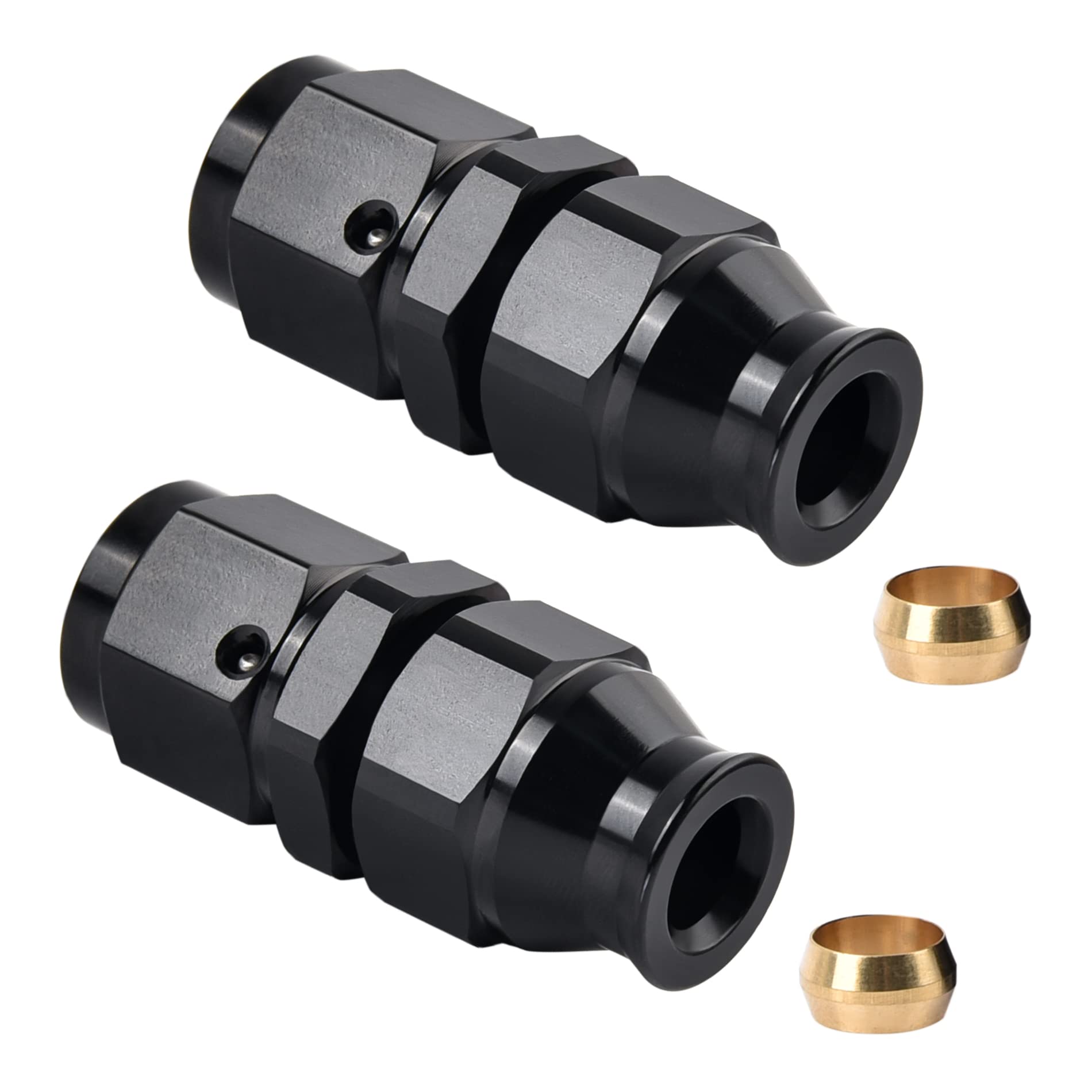 Evil Energy 6An Female Flare To 3/8' Compression Hardline Fitting Aluminum Black 2Pcs