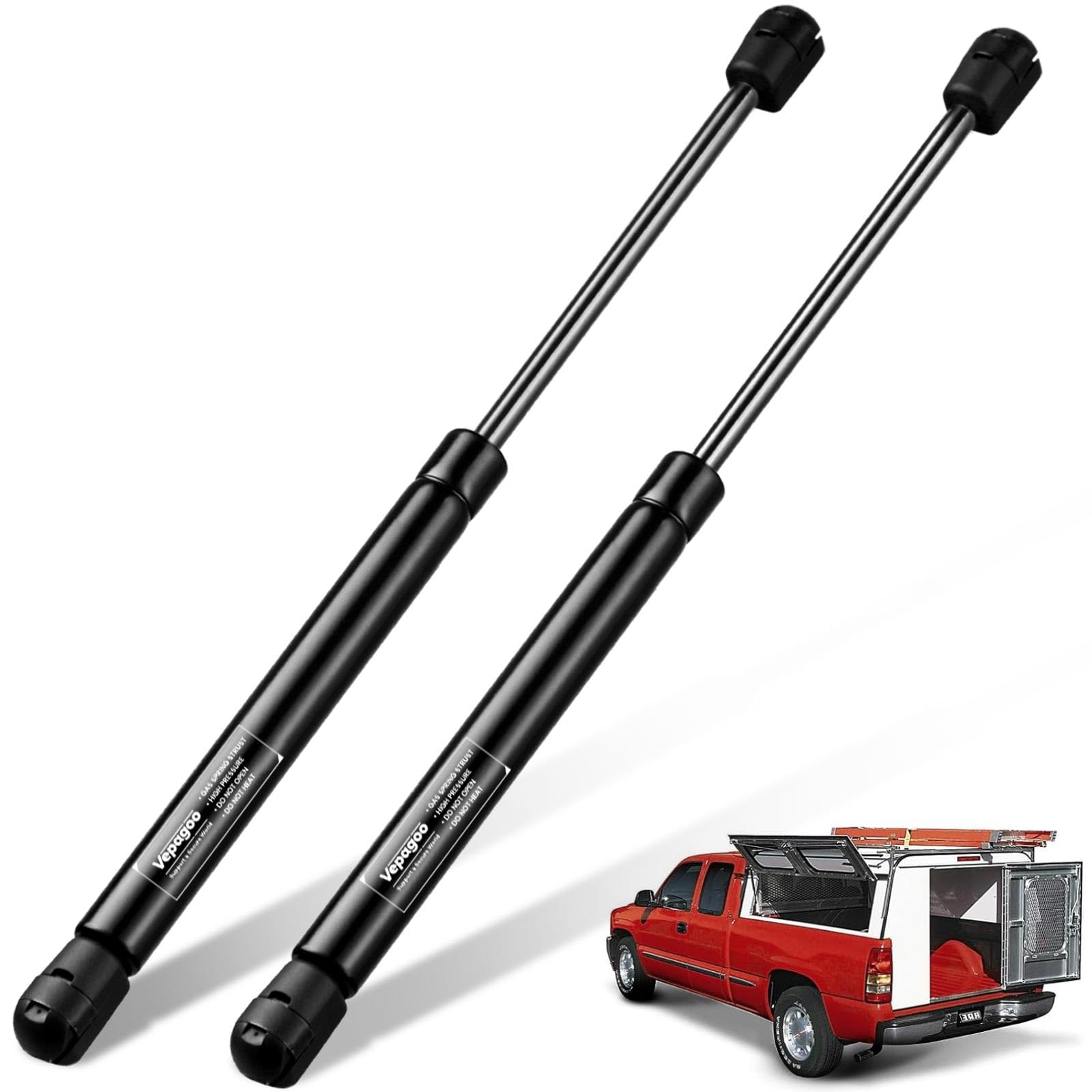 Vepagoo 18.5 Gas Strut Shock Spring Lift Support, Black, 40 Lb for Leer/ATC Camper Topper Rear Window, Pack of 2PCS