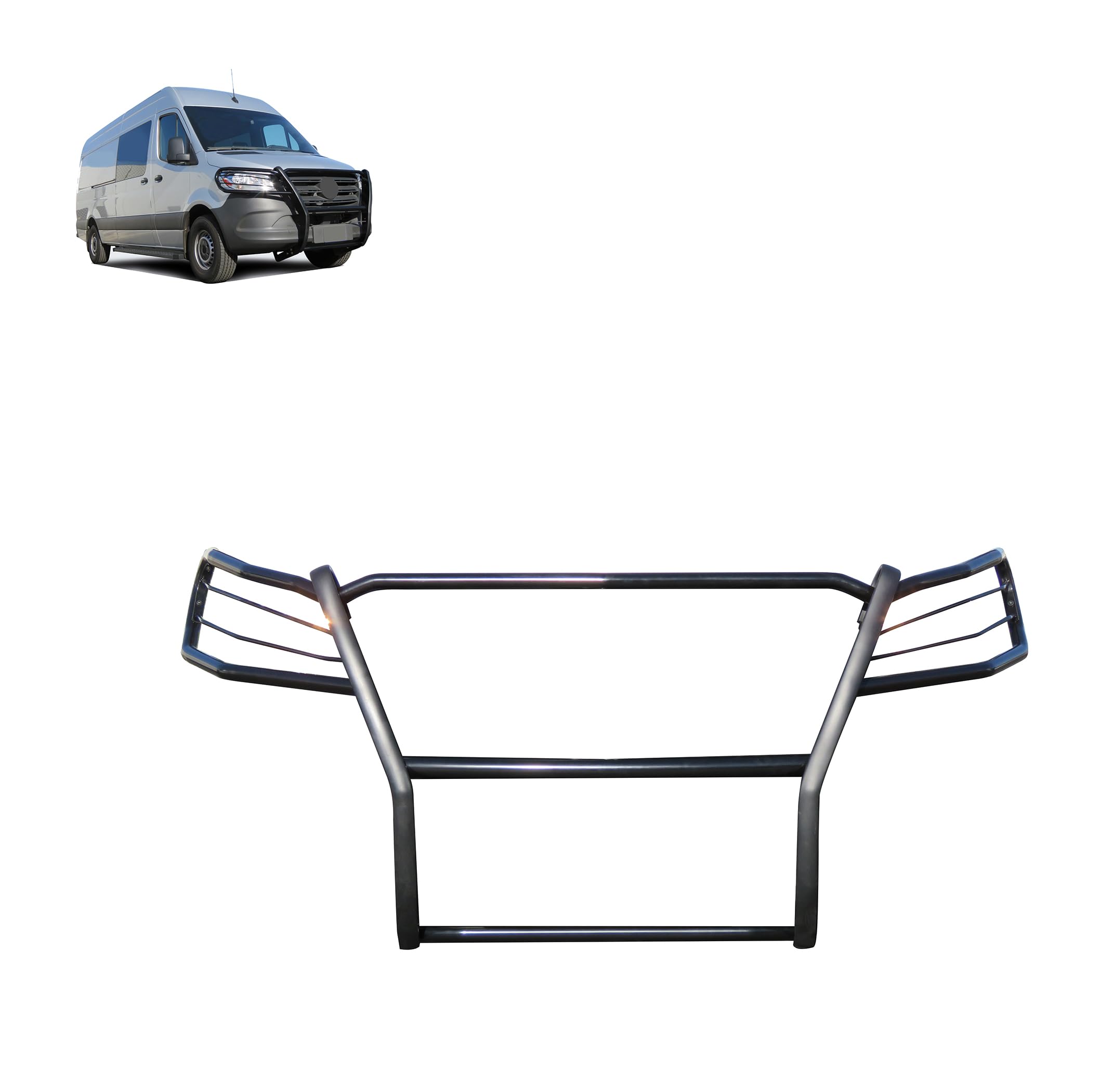 Black Horse Grille Brush Bumper Guard Modular Black Compatible With 19-25-Benz Sprinter 1500/2500/3500/3500Xd/4500|19-25 Freightliner Sprinter 1500/2500/3500/3500Xd/4500-17D503Ma