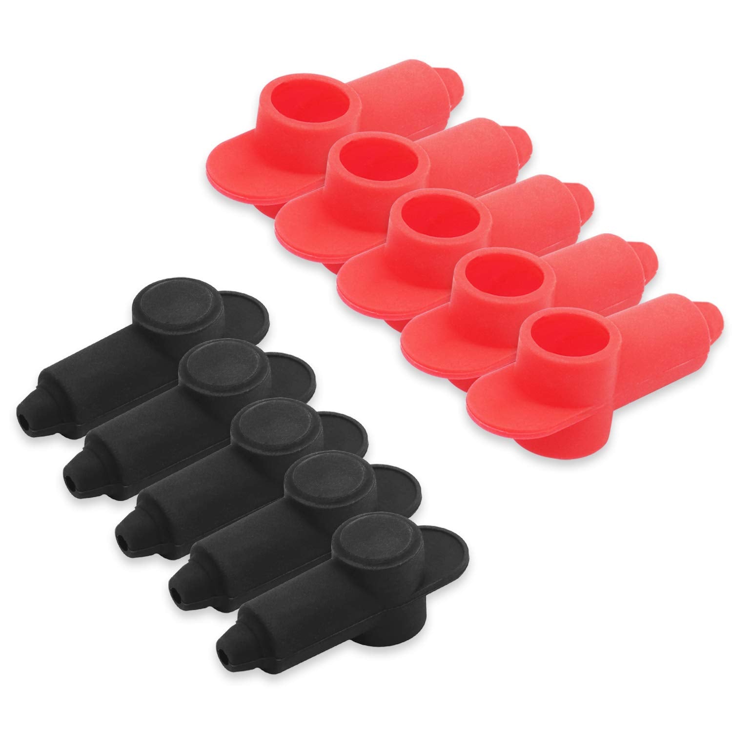 Recoil 10 Pack Silicone Terminal Covers For Alternator Battery Stud And Power Junction Blocks, Fits 10-2 Awg Wire, 5 Red And 5 Black Pairs