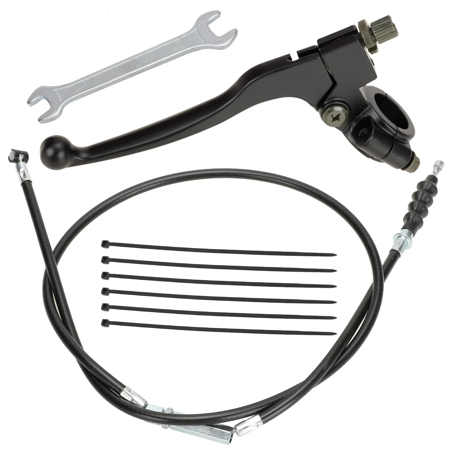 Yoxufa 7/8'' Left Clutch Lever Handle Cable For Ssr 50Cc 70Cc 90Cc 110Cc 125Cc 150Cc Apollo Rfz Dbx18 Taotao Db17 Db27 Coolster M-125 Baja X-Pro Thumpstar Kayo Xmotos Chinese Pit Dirt Bike Parts Black