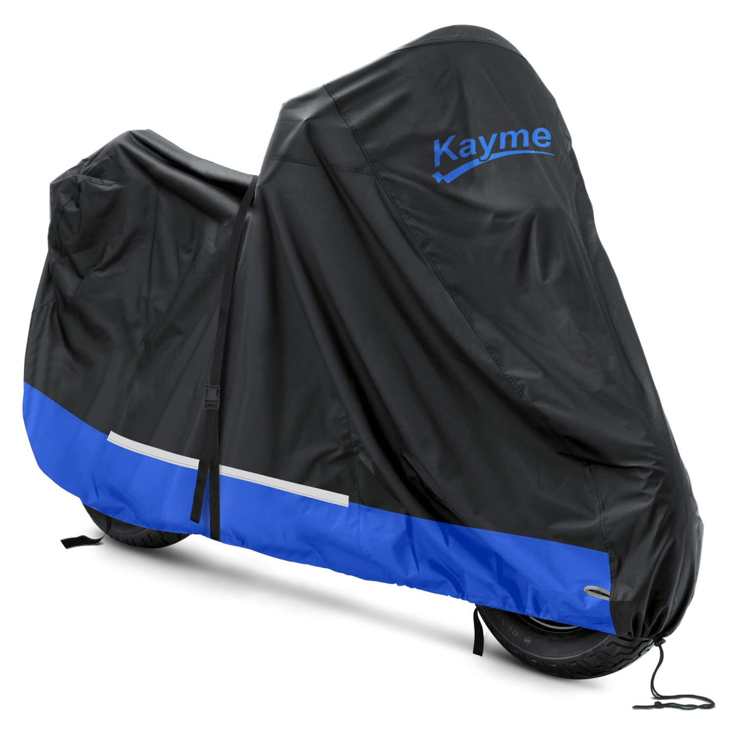 Kayme 300D Motorcycle Cover Waterproof Outdoor, All Season Rainproof Dustproof Motorbike Protective Tarp With Lock Hole, Universal Fit Street, Sport, Adventure, Cruiser Mc, Etc. Length 92 Inch.