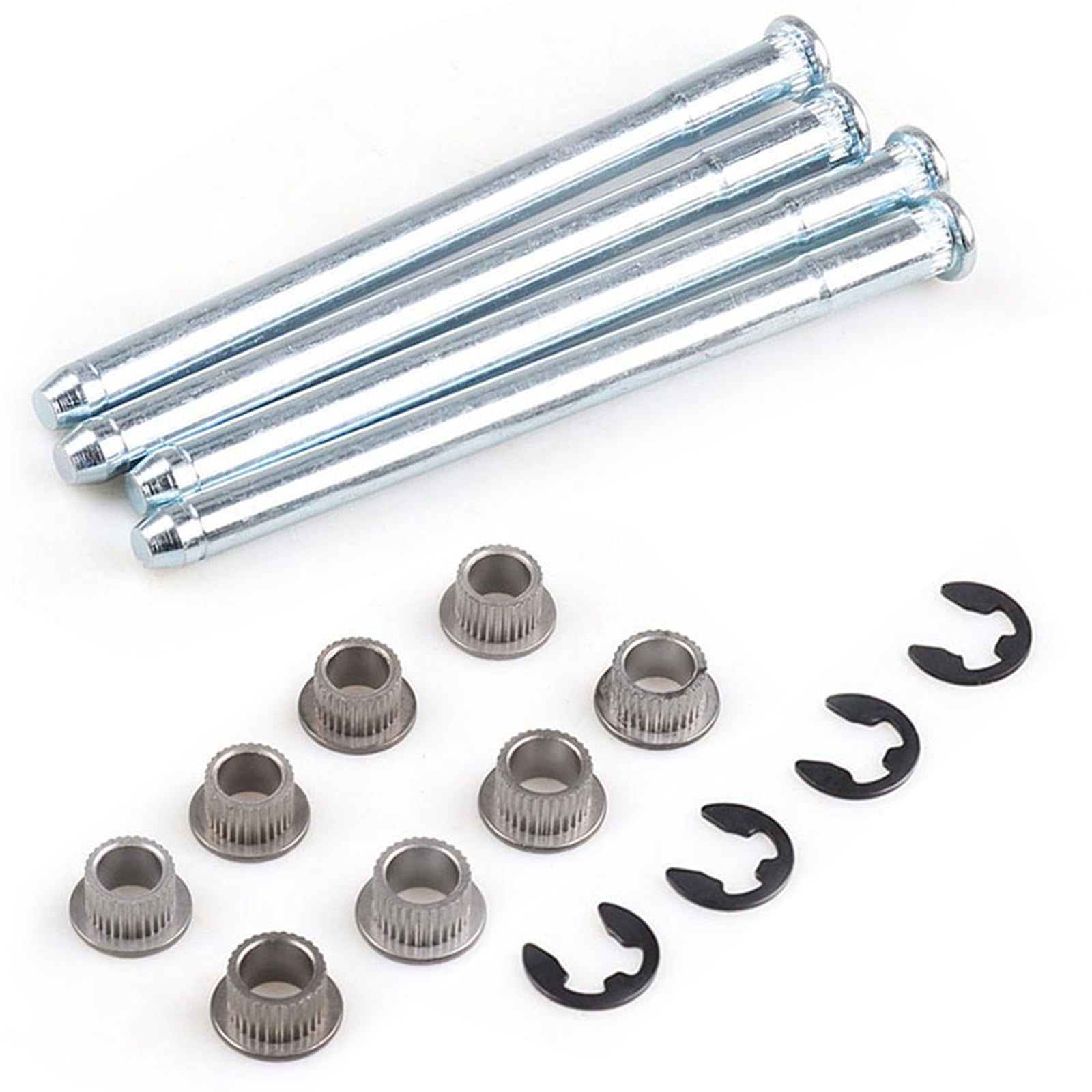 Flygun 16 Pcs Car Door Hinge Pin Kit, Metal Rustproof Stabilized Door Hinge Roll Pin And Bushing Repair Kit, With E-Ring Clamp Mounting Accessories, Compatible With 1988-2002 Chevrolet Gmc (Silver)