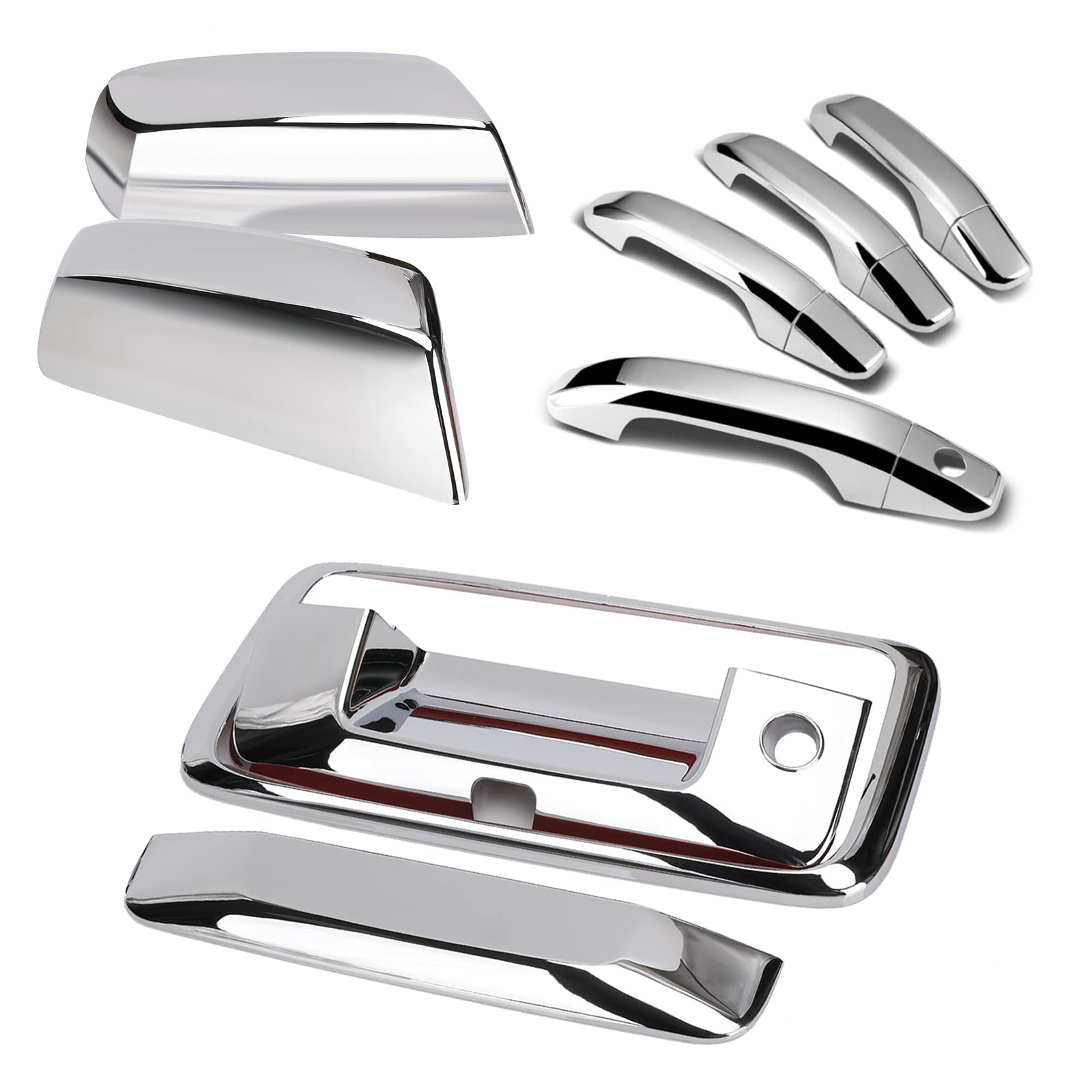 Tutor Auto Chrome Door Handles & Mirror Covers for Chevrolet Silverado/GMC Sierra 1500 2500 3500 (2014-2018) - Tailgate Cover with Camera Hole