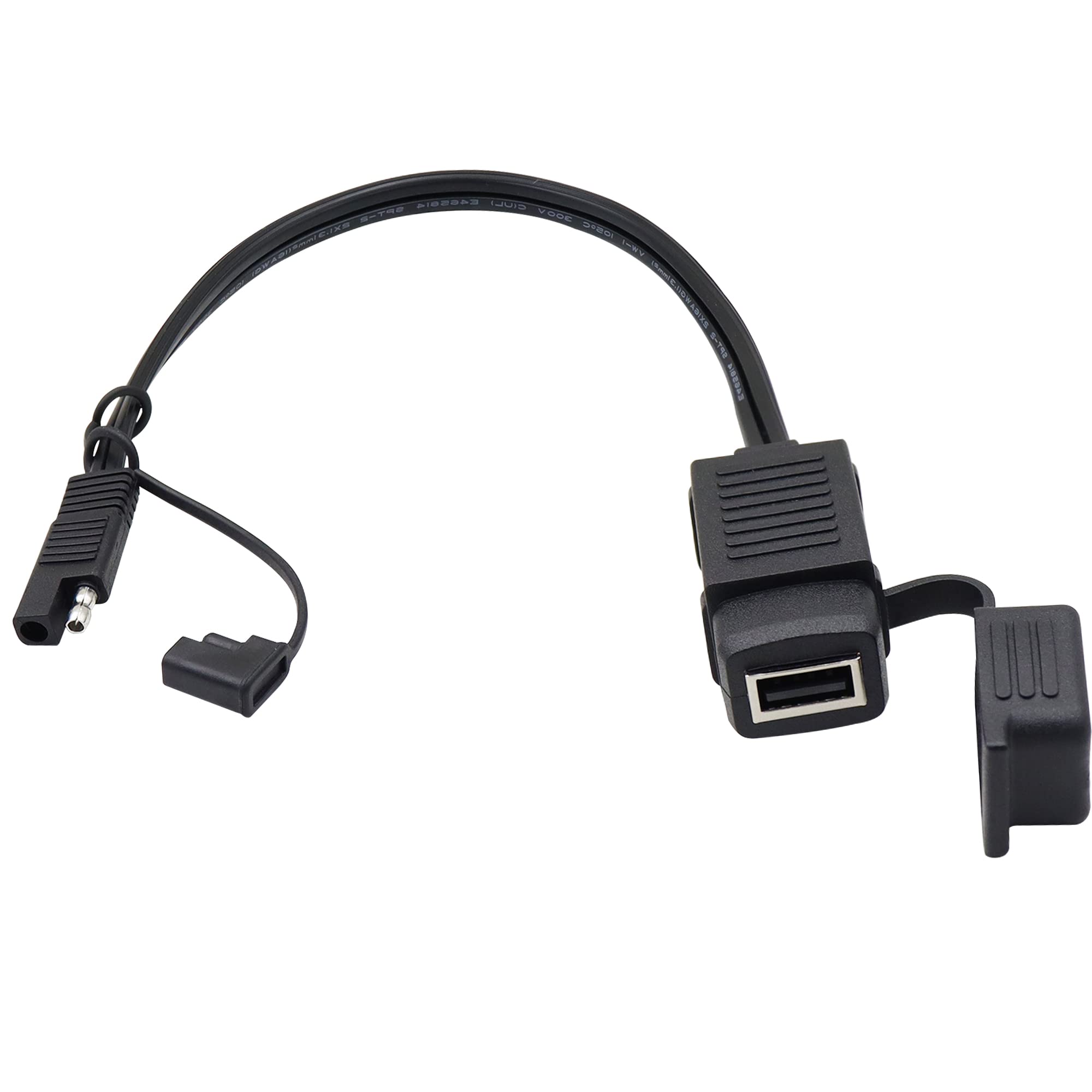 Gelrhonr Sae Quick Connector To Usb Adapter Motorcycle Cable, 5V 2.1A Usb Port Power Socket With Waterproof Cover,Compatible With Smart Phone Tablet Gps Charge On Motorcycle12-24V -36Cm