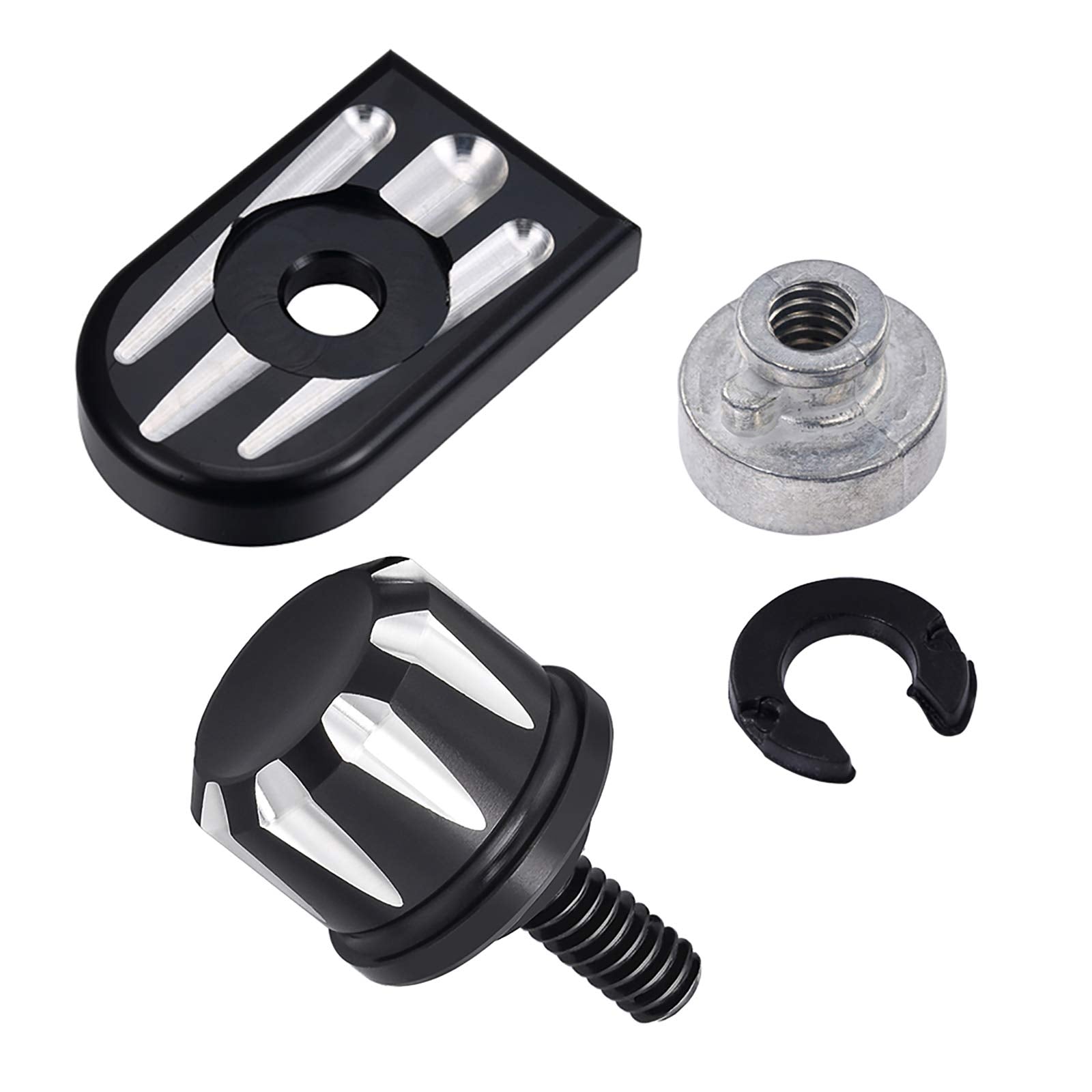 Amazicha Black Stainless Steel Fender Rear Seat Bolt Nut Tab Screw Mount Knob Cover 1/4'-20 Thread Compatible For Harley Davidson Sportster Softail Touring Dyna 1996-2024
