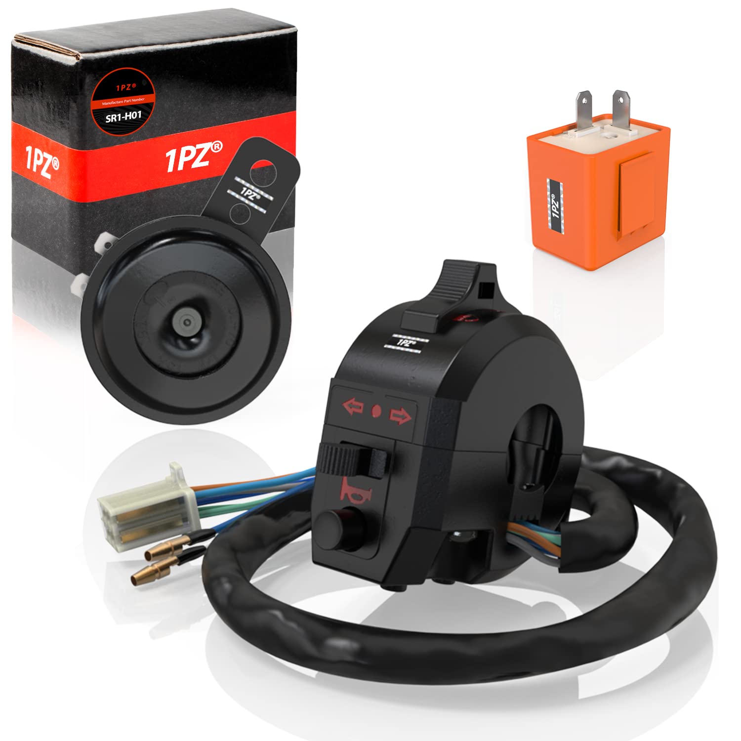 1Pz Sr1-H01 Universal Light Turn Signal Switch + Flasher Relay + Horn Replacement For Honda Ktm Suzuki Kawasaki Yamaha Motorcycle Dirt Bike