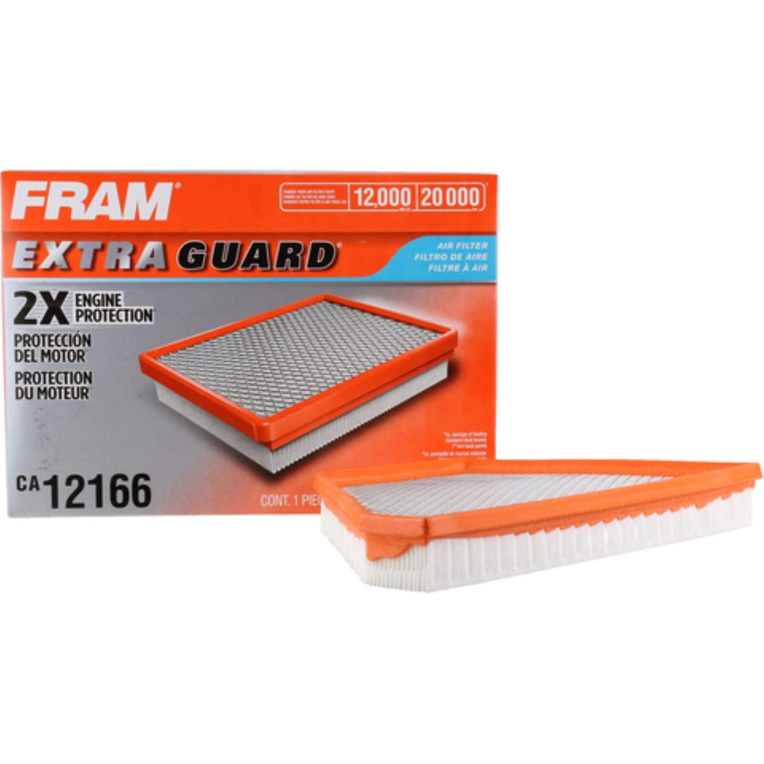 Fram Extra Guard Ca12166 Replacement Engine Air Filter For Select Cadillac, Chevrolet And Gmc Models, Provides Up To 12 Months Or 12,000 Miles Filter Protection