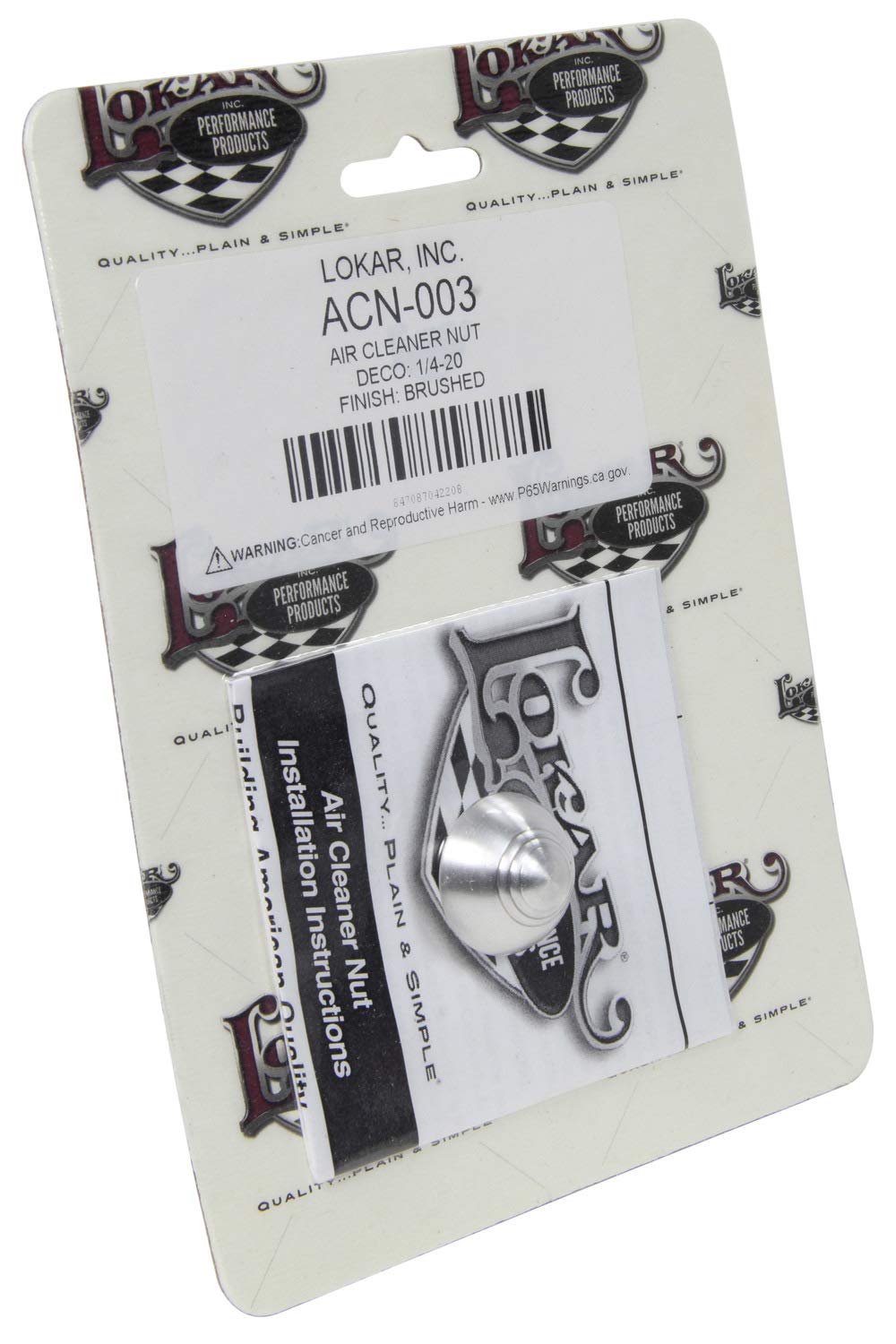 Lokar Performance Products Acn-003 Air Cleaner Nut - Deco -1/4-20 -Brushed